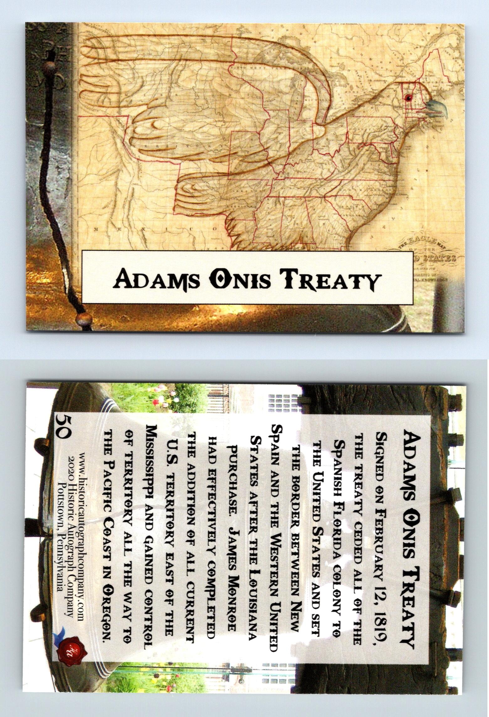 Adams Onis Treaty #50 POTUS The First 36 Historic Autographs 2020 ...