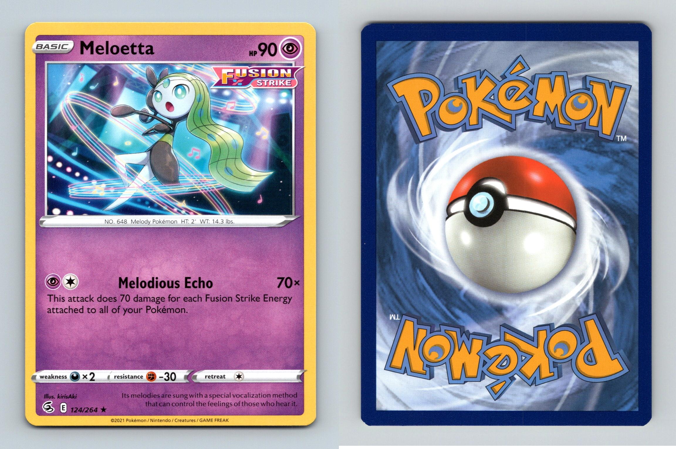  Pokemon Meloetta 124/264 - Fusion Strike - Rare Card Lot -  Playset x4 : Toys & Games