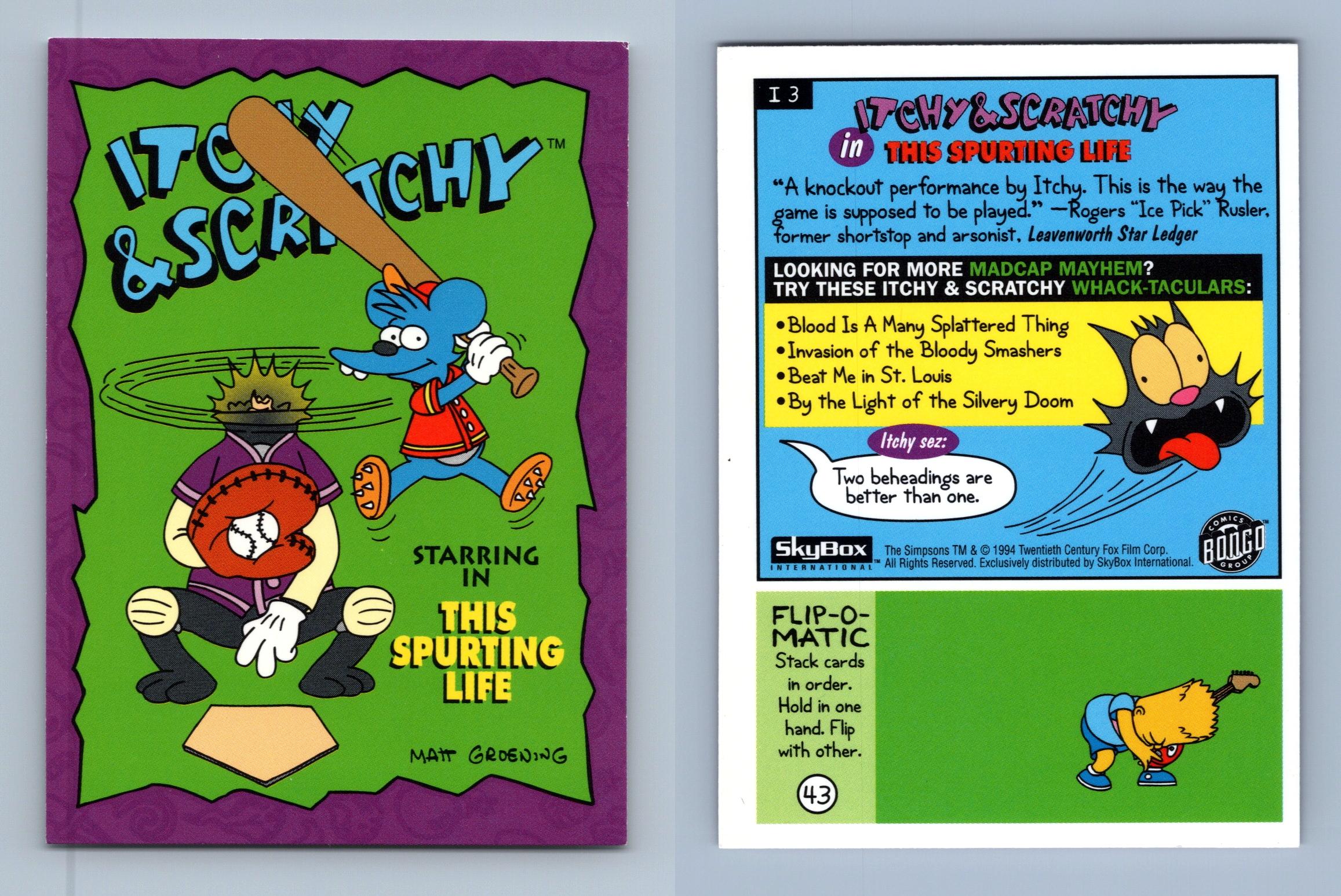 Itchy & Scratchy #I3 The Simpsons Series II 1994 Skybox Trading Card