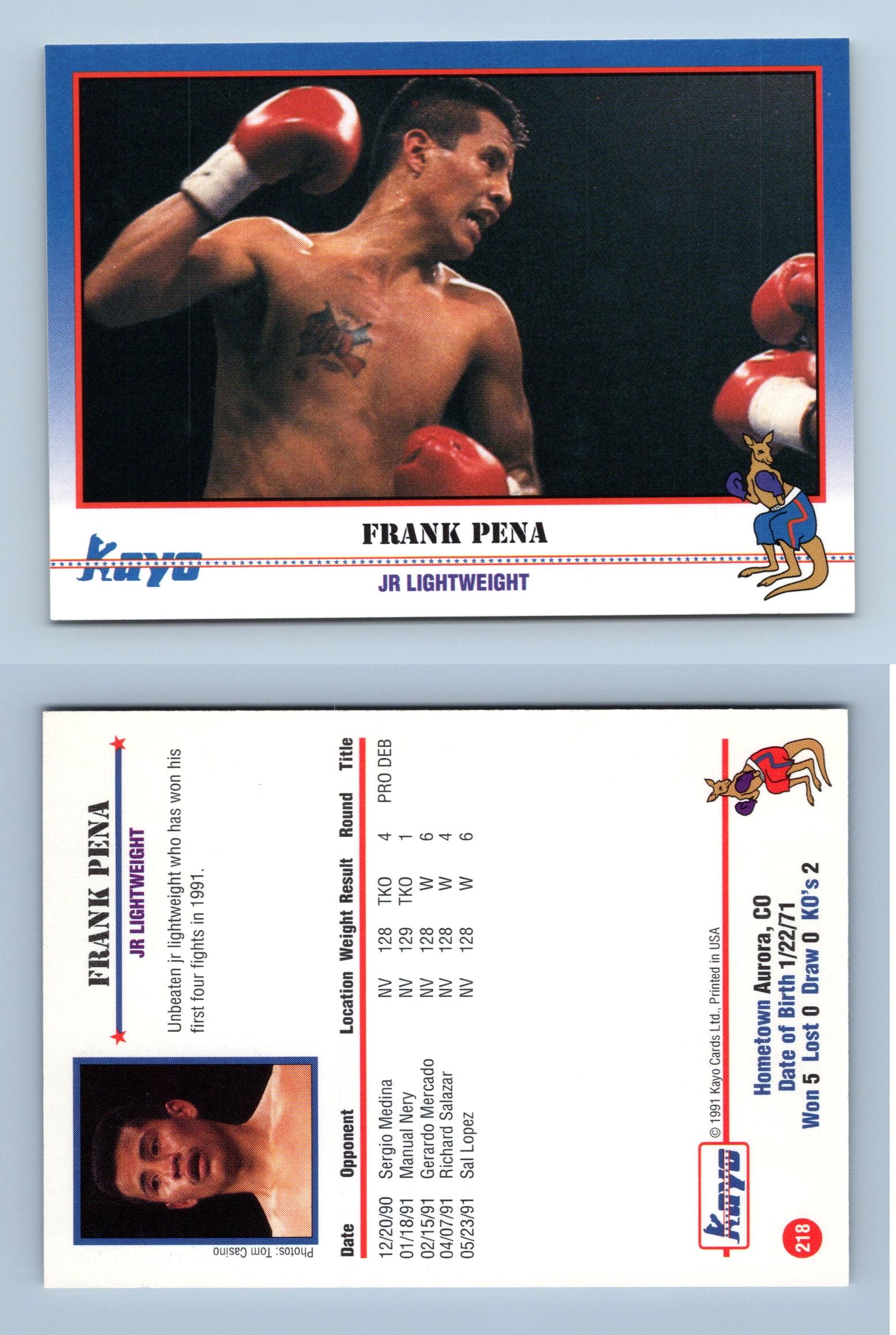 Frank Pena #218 Kayo Boxing 1991 Trading Card