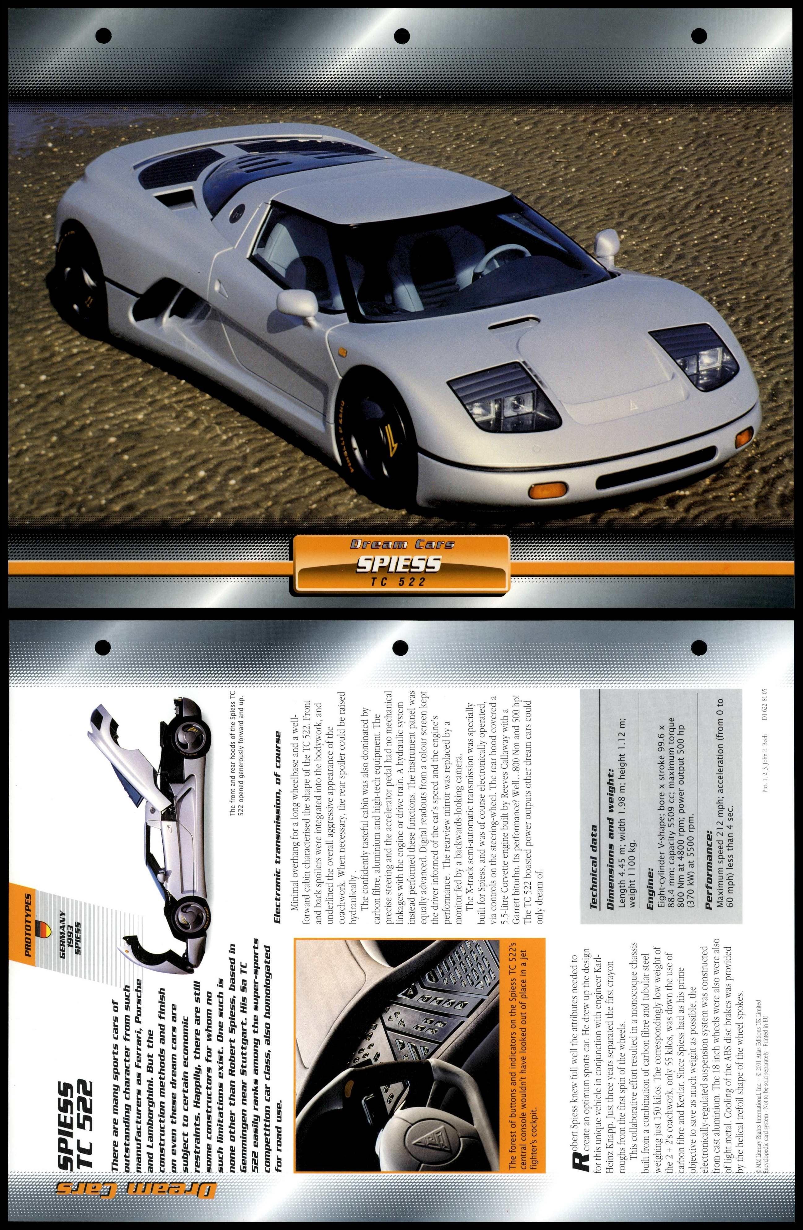 Spiess TC 522 - 1993 - Prototypes - Atlas Dream Cars Fact File Card