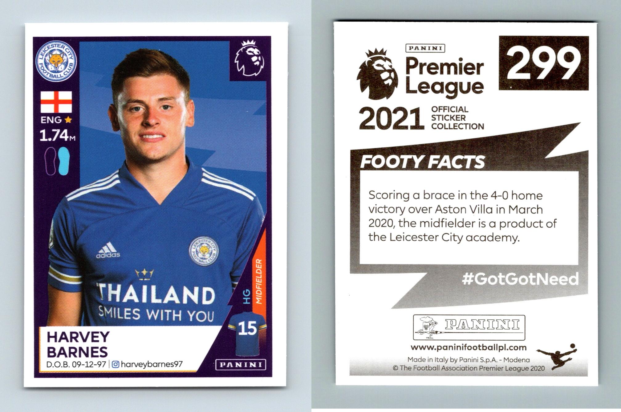 Harvey Barnes - Leicester #299 Premier League 2020/21 Panini Sticker