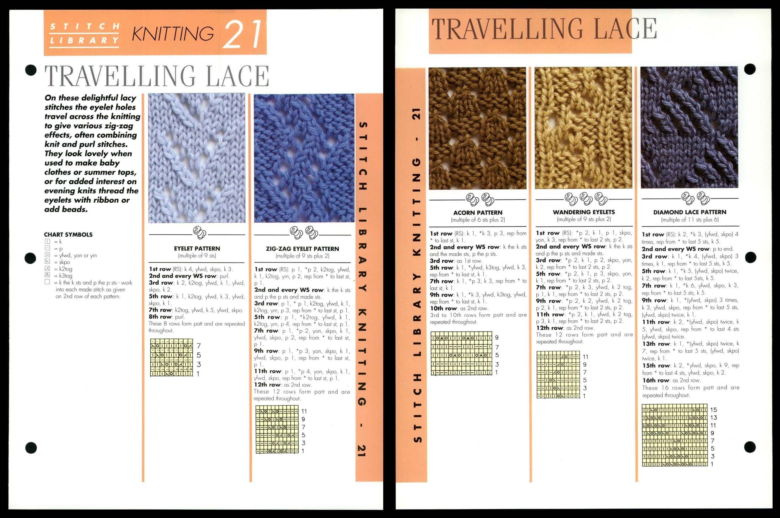 Travelling Lace #21 Creative Needles Stitch Library Knitting Pattern