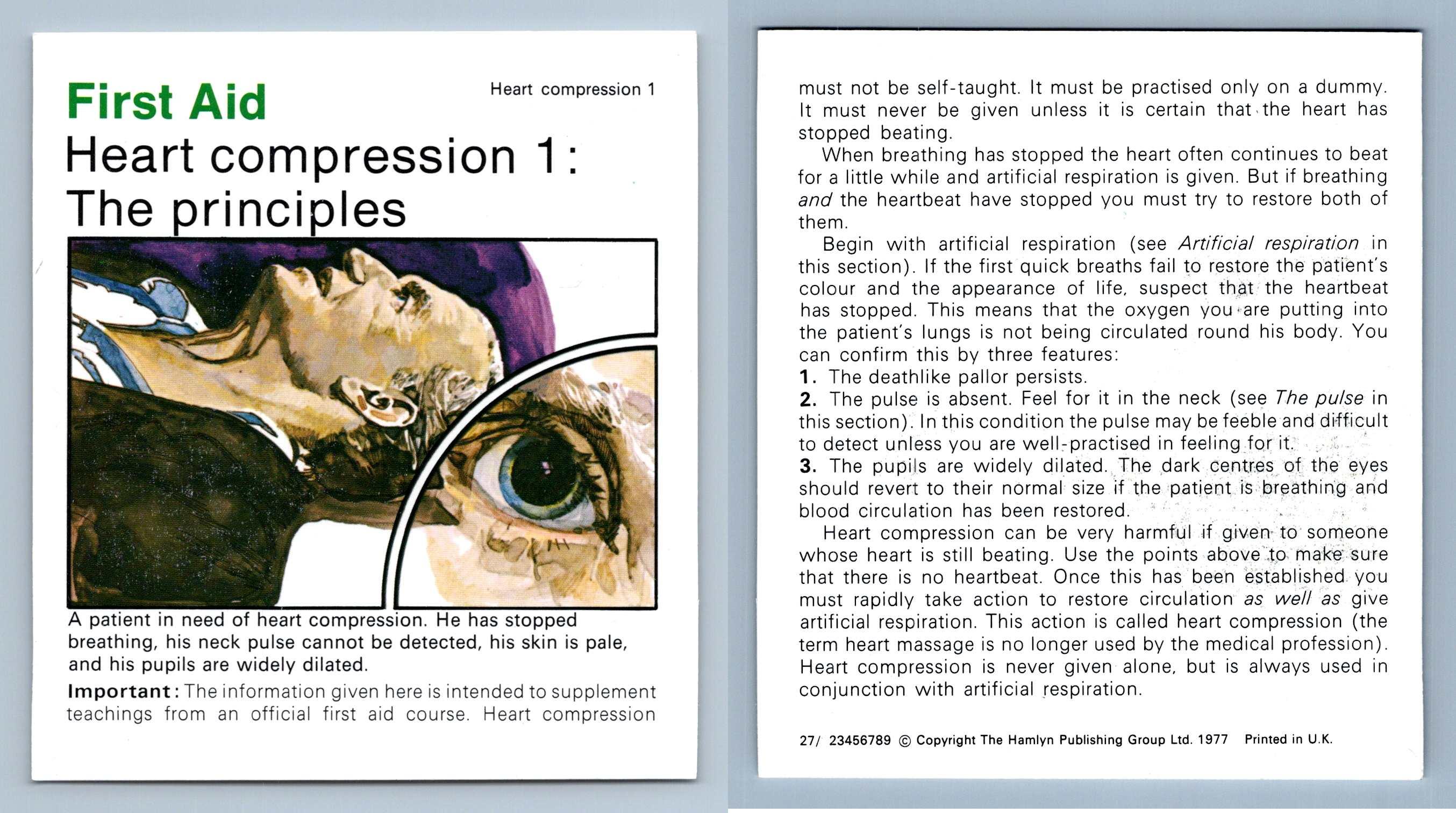 Heart Compression 1 First Aid Home Medical Guide 1975 8 Hamlyn Card