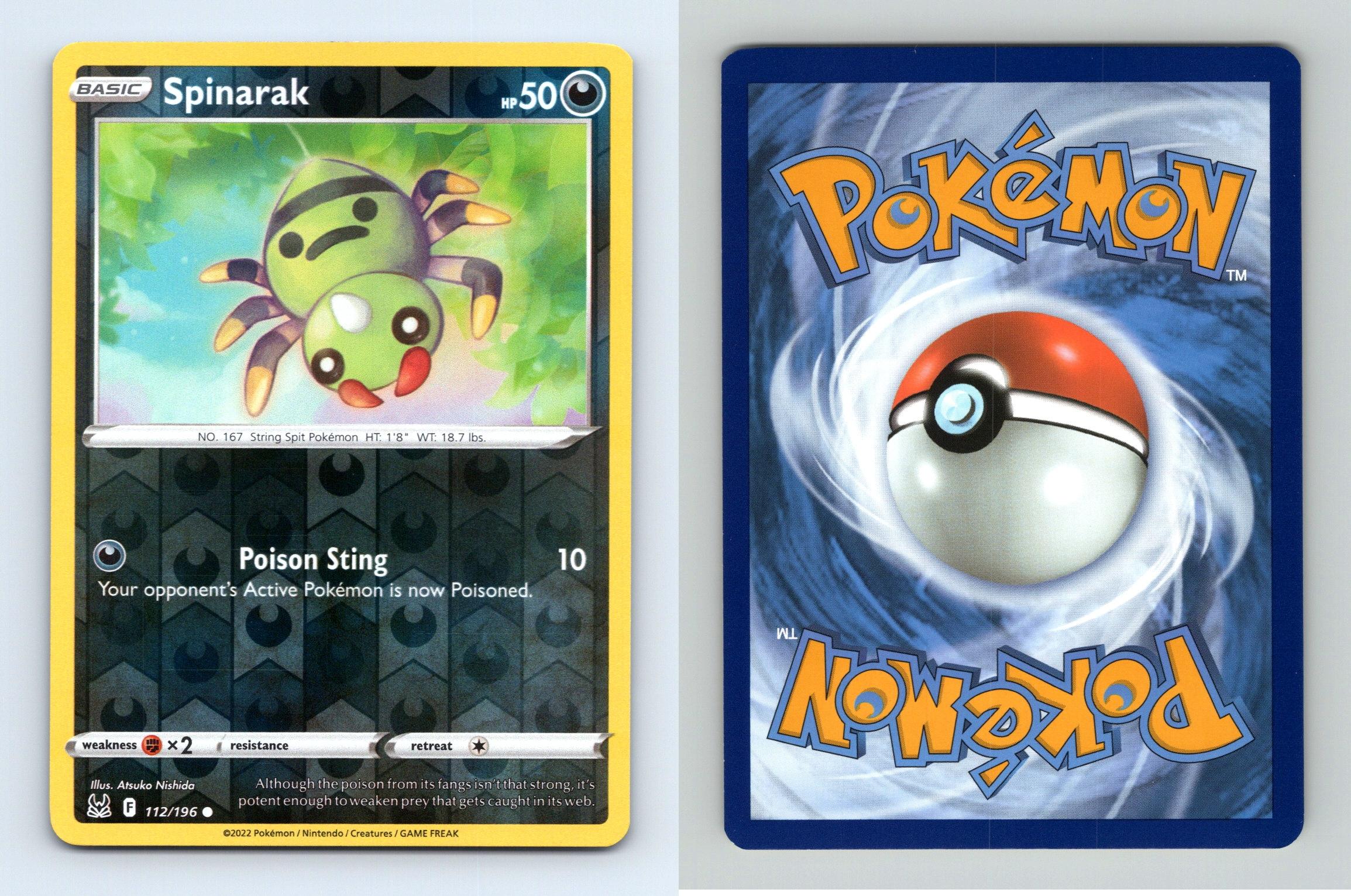 Spinarak 112/196 SWSH Lost Origin Reverse Holo Common Pokemon 2022 TCG