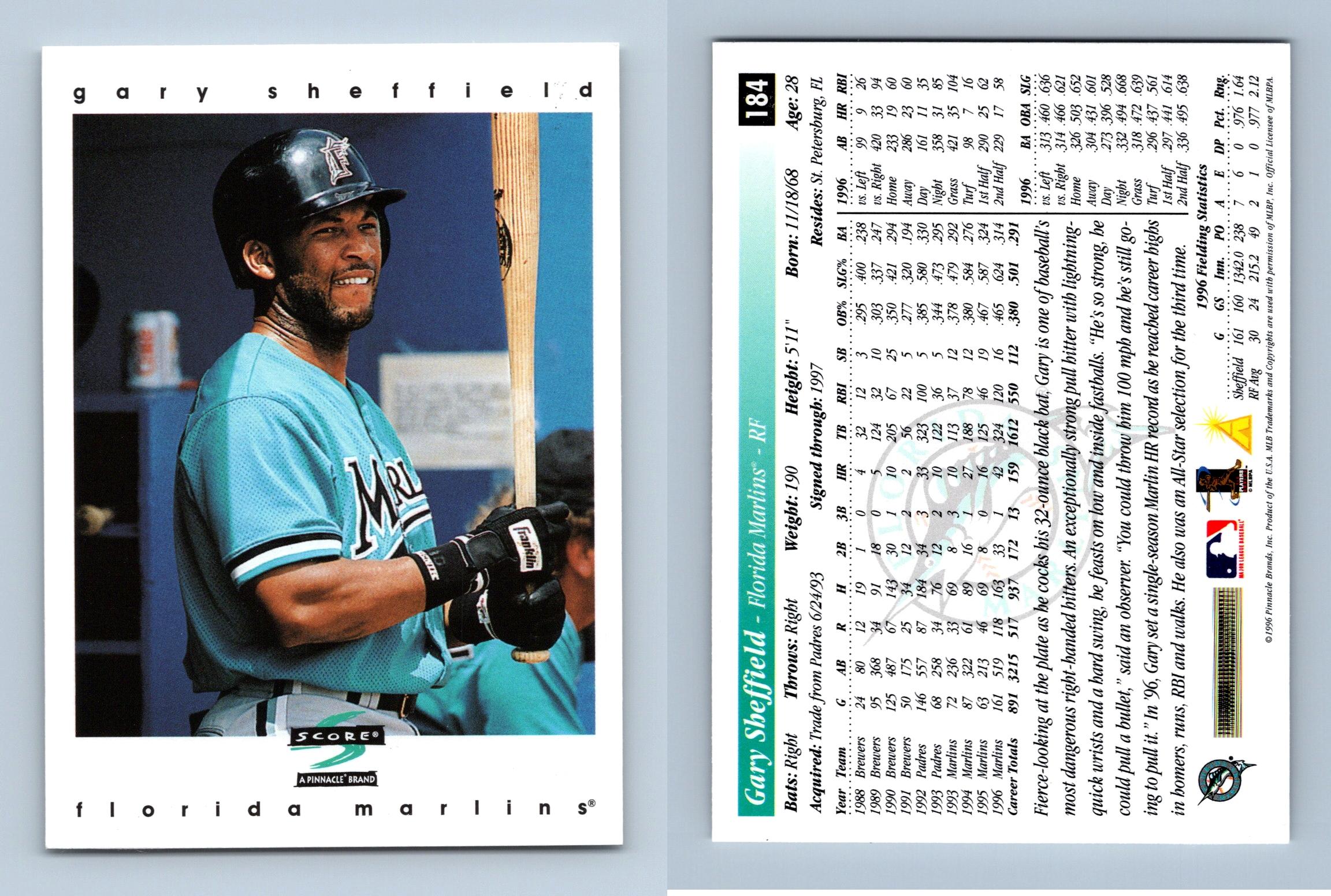 Gary Sheffield - Marlins #184 Score 1997 Baseball Trading Card
