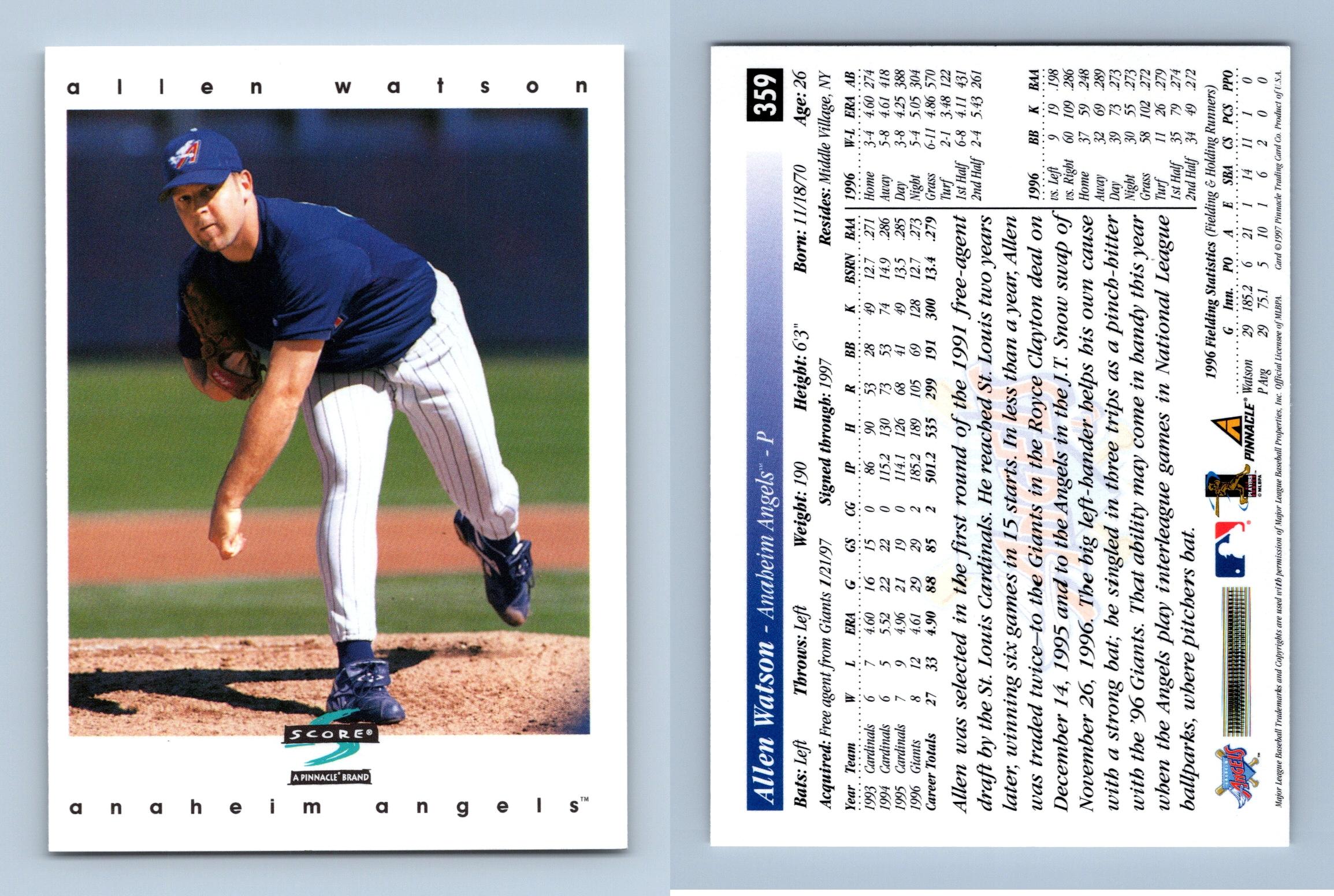 Allen Watson autographed baseball card (Anaheim Angels) 1997