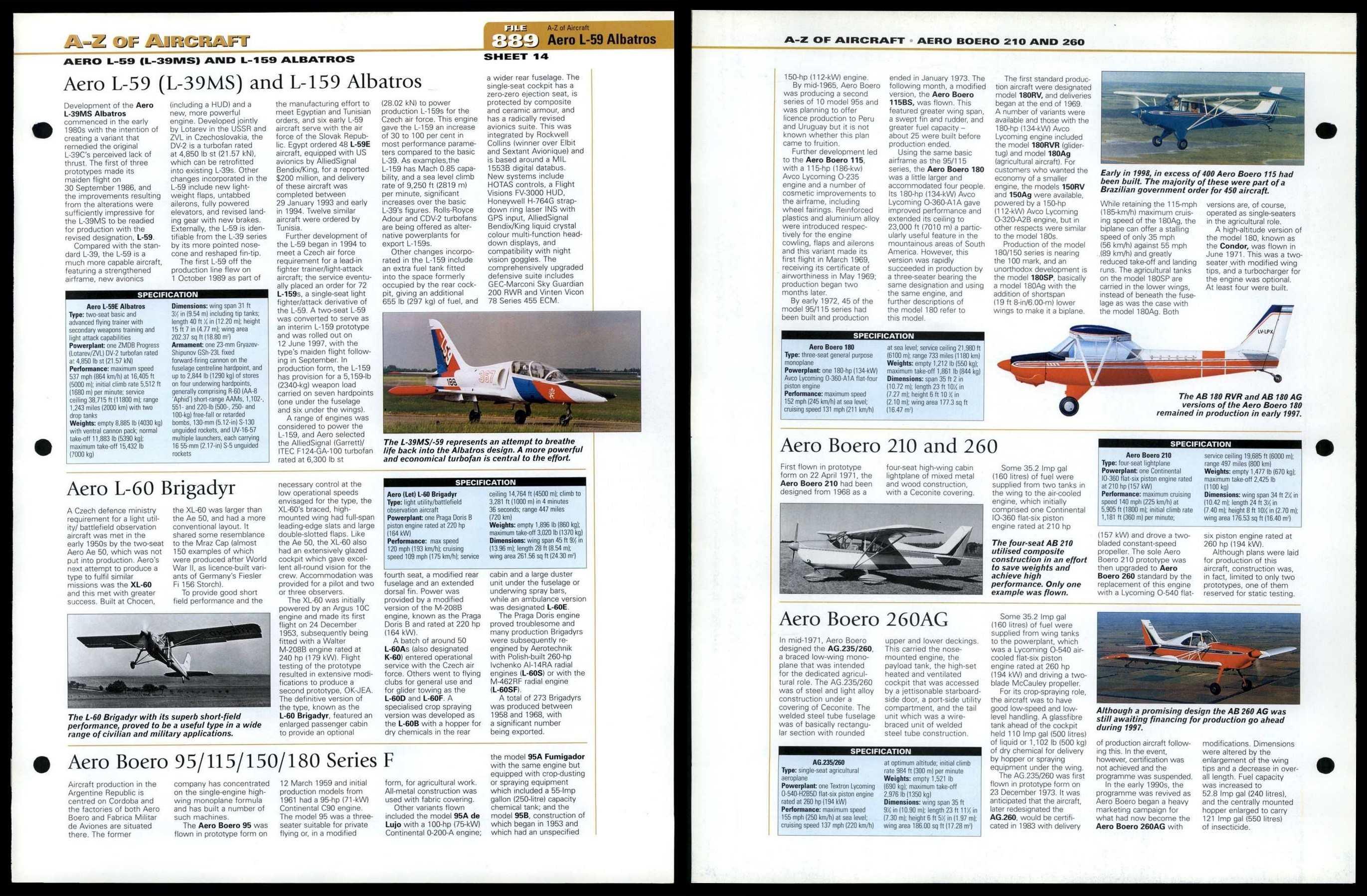 Aero L-59 (L-39MS) & L-159 Albatros - Aero Boero 260AG - A-Z #889 World  Aircraft Information Page