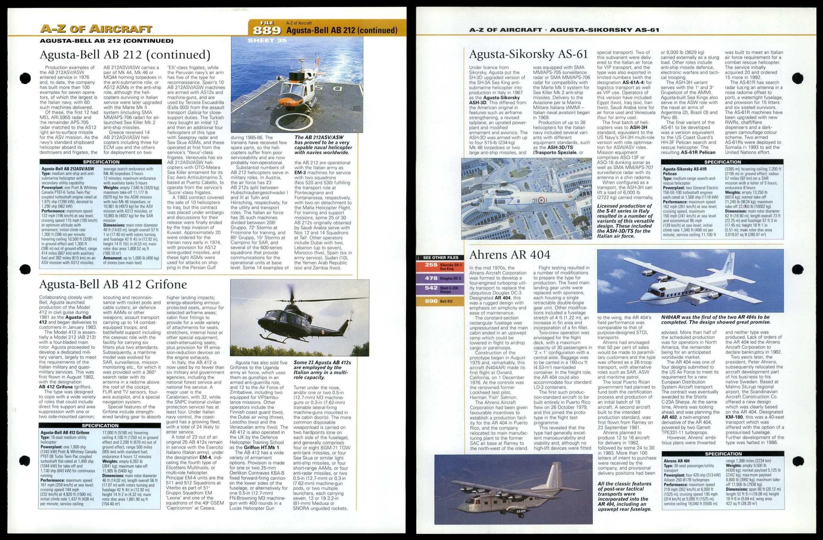 Agusta-Bell AB 212 Ahrens AR 404 A-Z #889 World Aircraft Information  Page