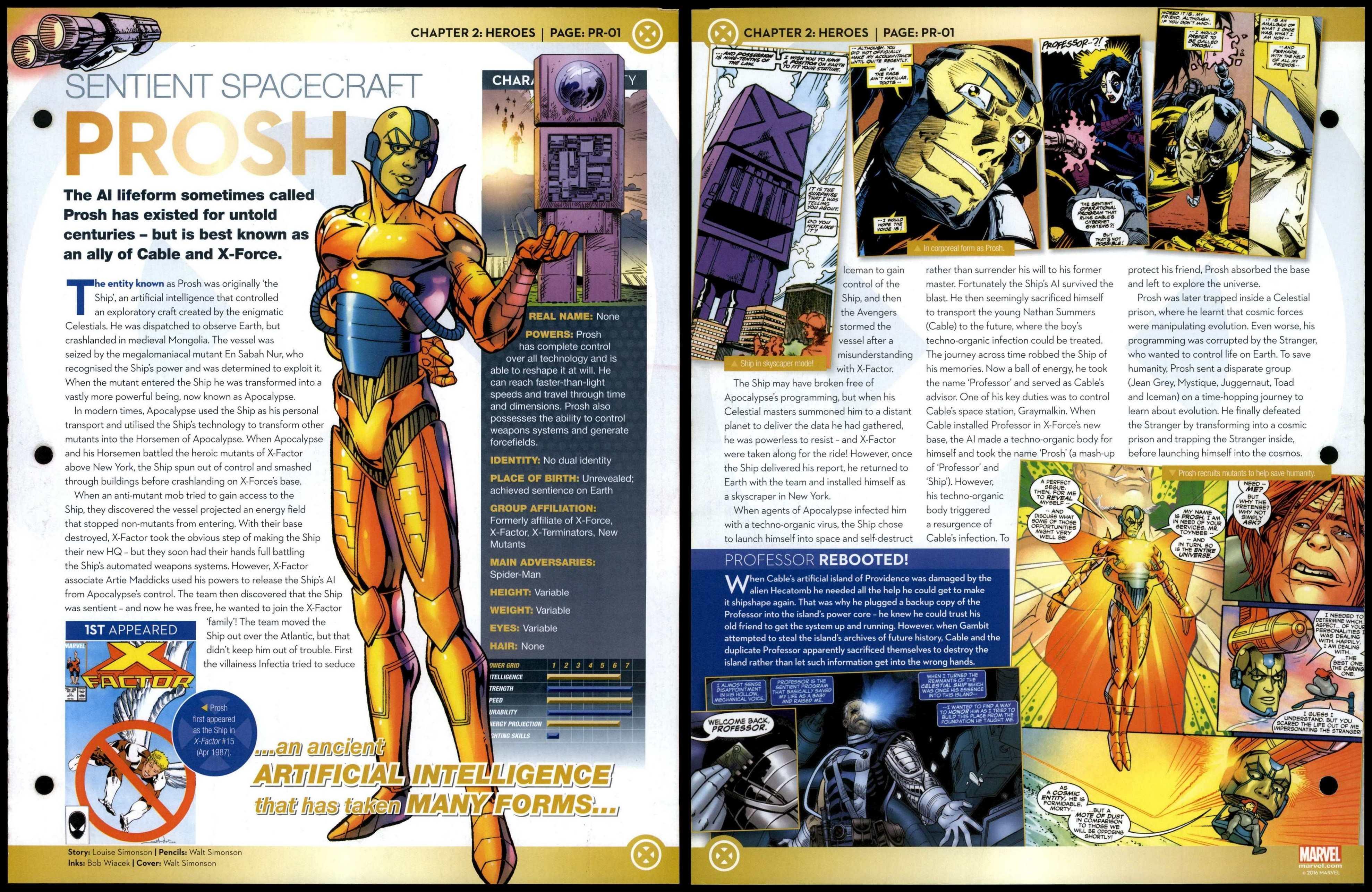 Prosh Sentient Spacecraft PR01 Heroes XMen Marvel Fact File Page