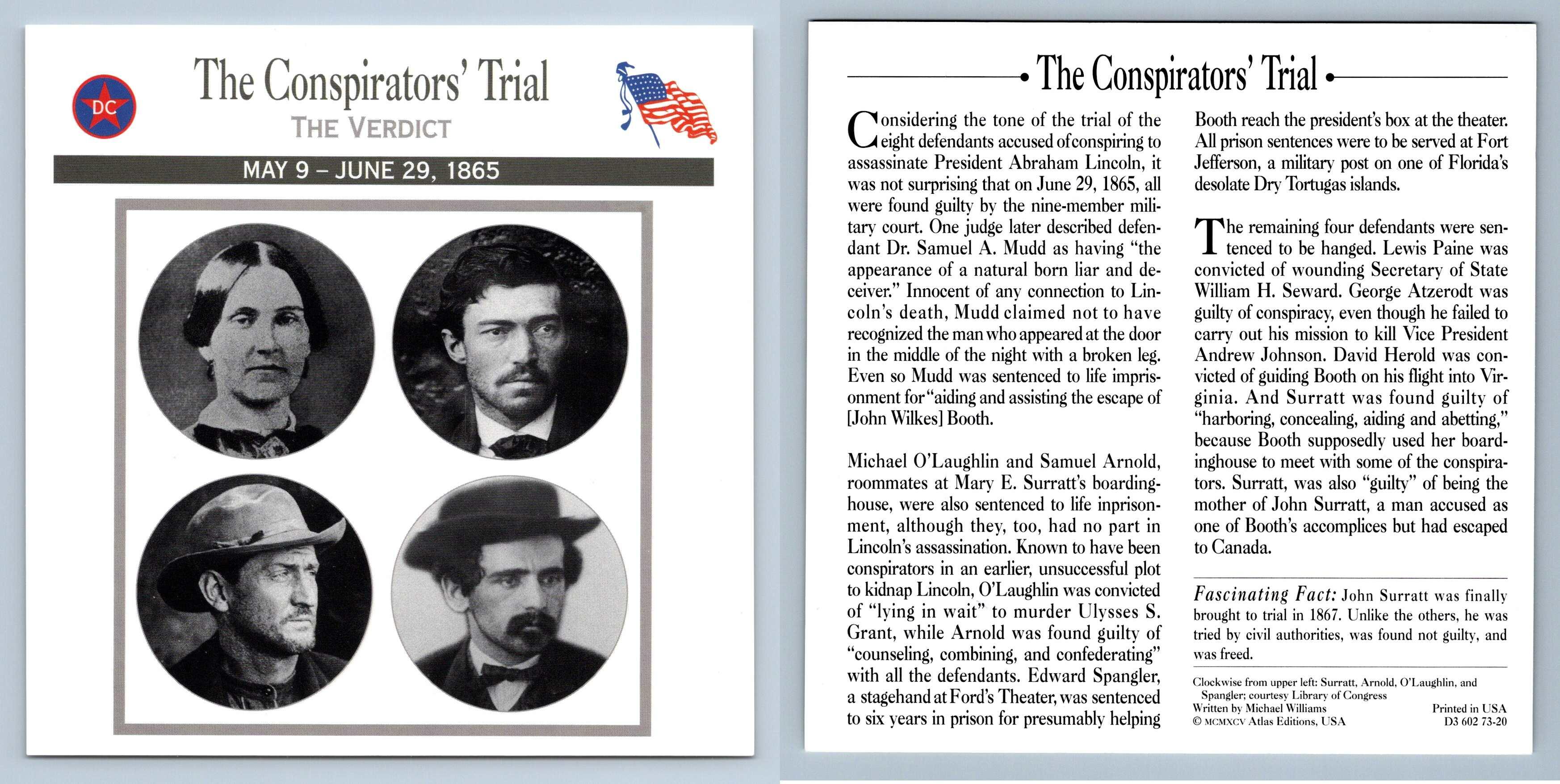 The Verdict The Conspirators Trial Reconstruction Atlas Ed Civil War Card 5682