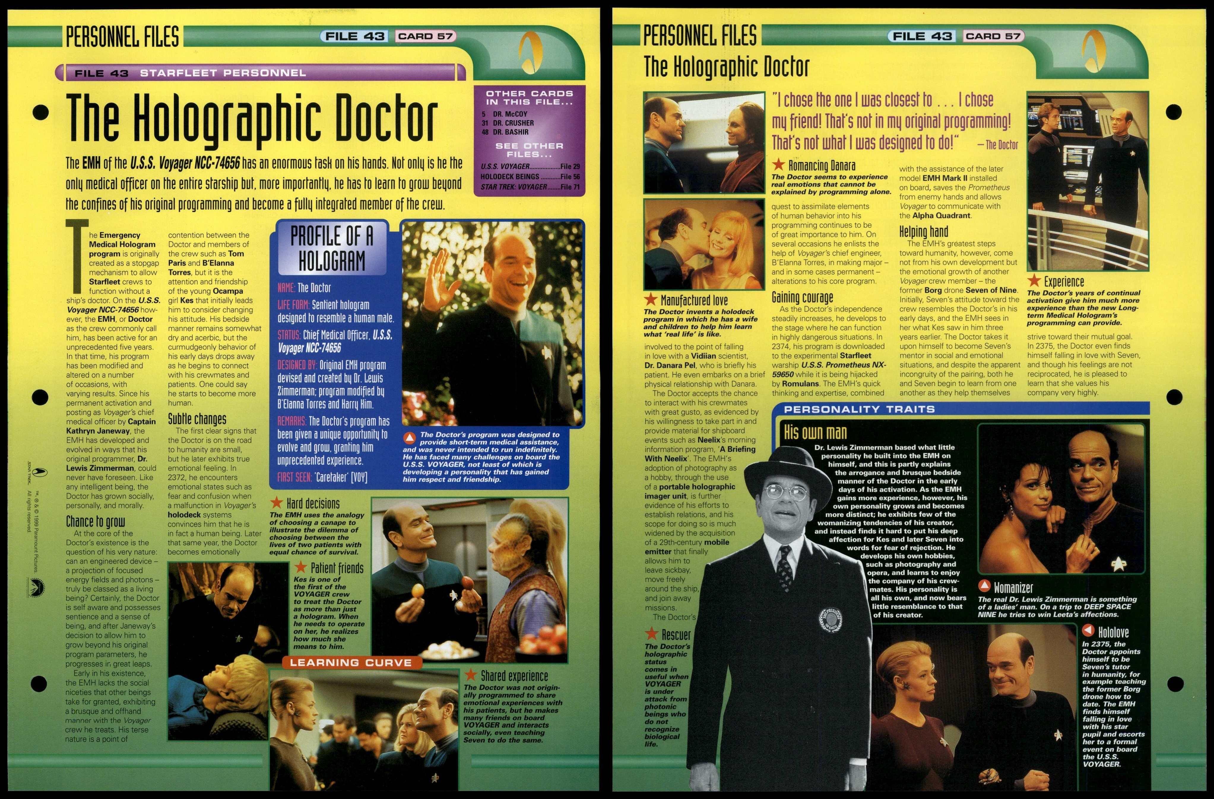 The Holographic Doctor - Starfleet Personnel - Star Trek Fact File Page