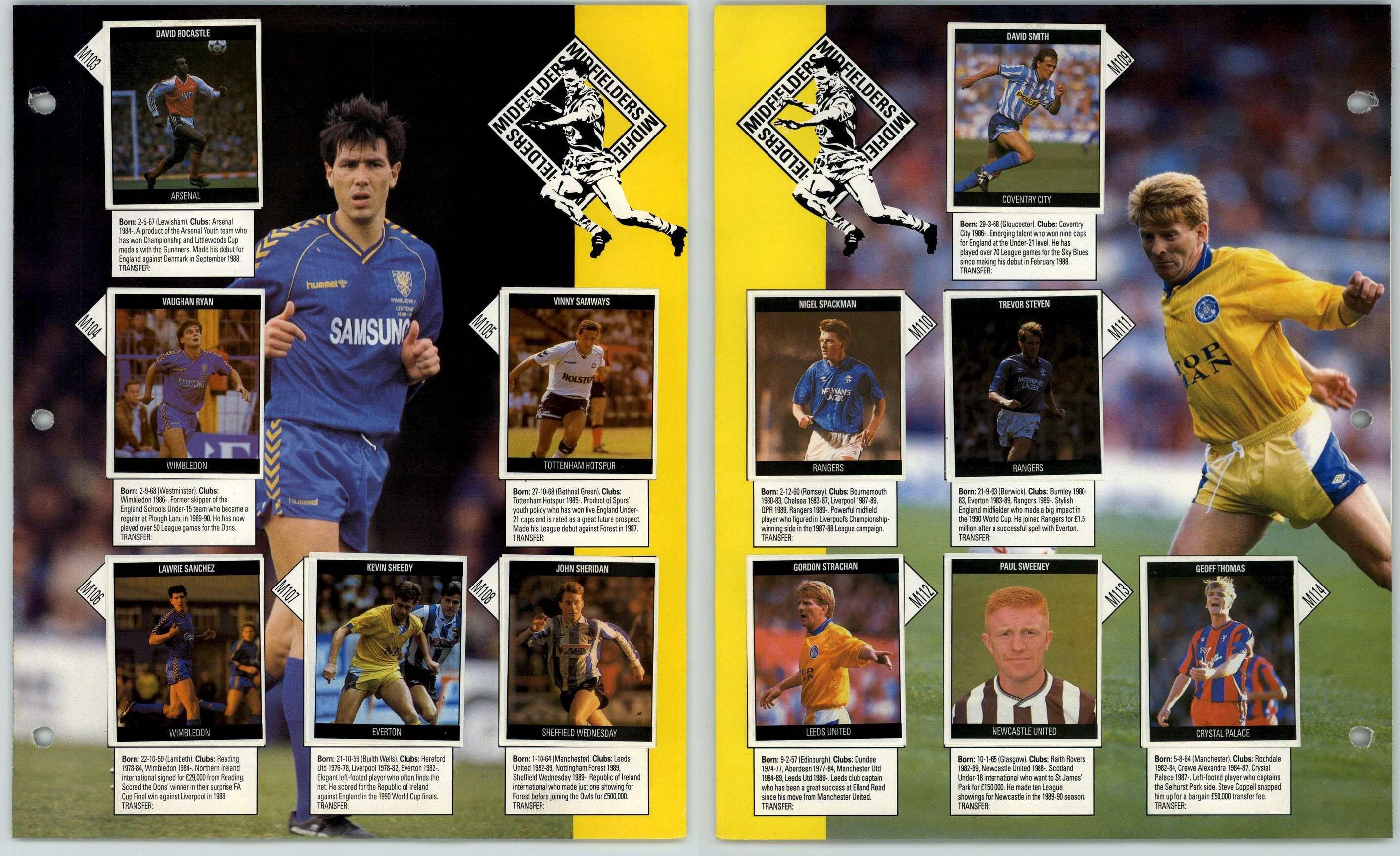 M103 - M114 Midfielders - Orbis Football Collection 1990-91