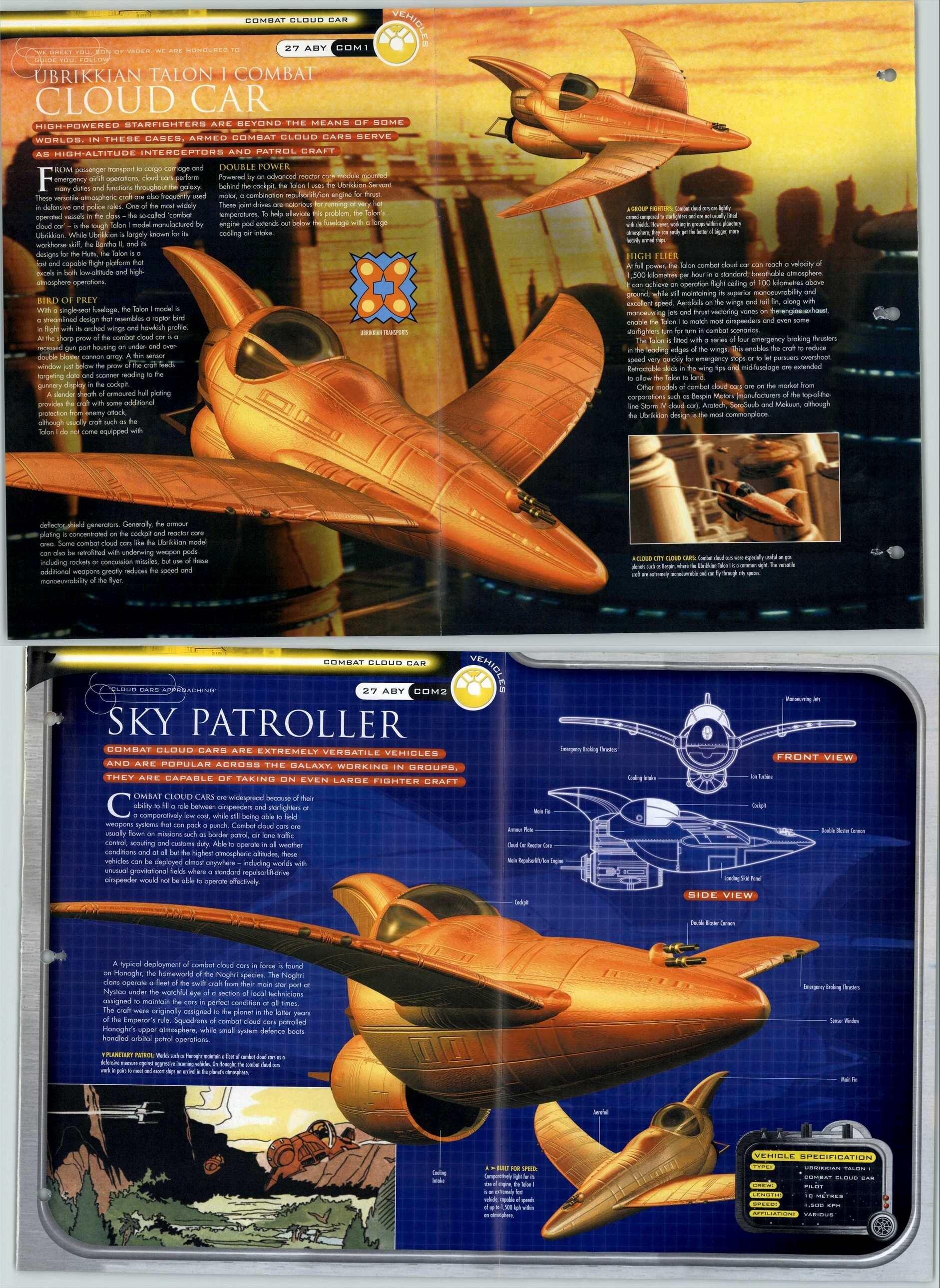 Cloud Car COM1 2 Vehicles Star Wars Fact File Fold Out Page Image82550 01 Merged