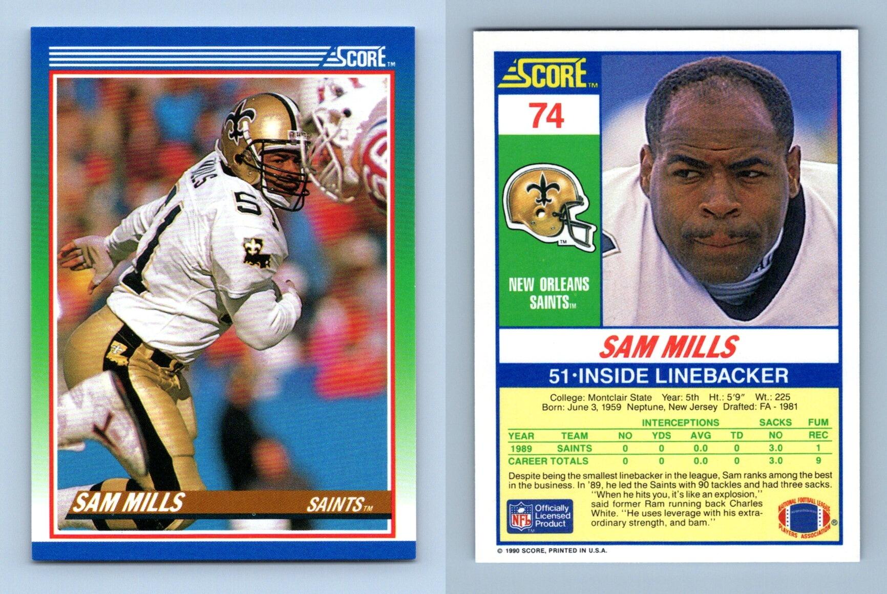 Sam Mills - Saints #74 Score 1990 NFL Football Trading Card