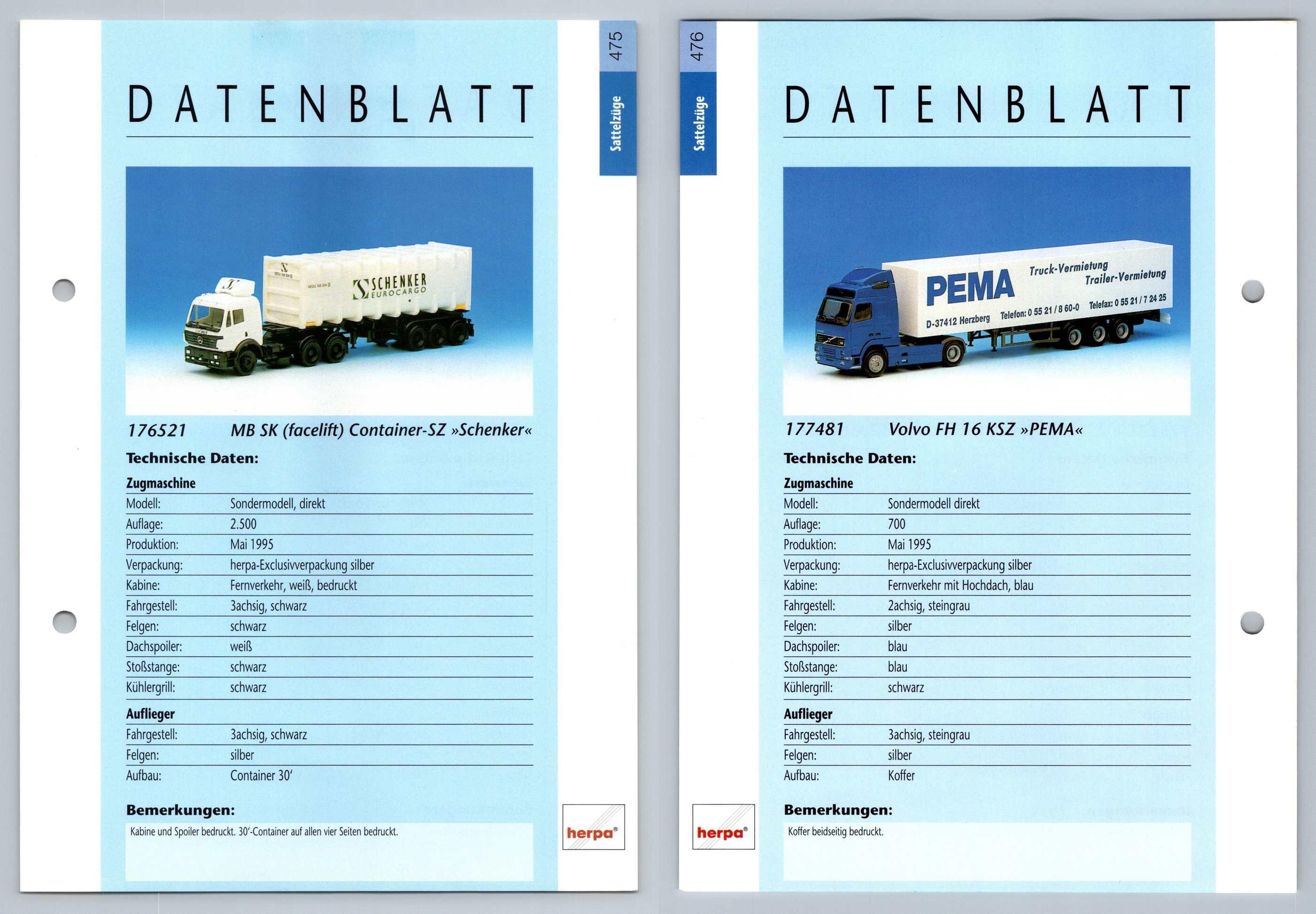 Mb Sk Facelife Container Volvo Fh 16 475 6 Sattelzuge Datenblatt