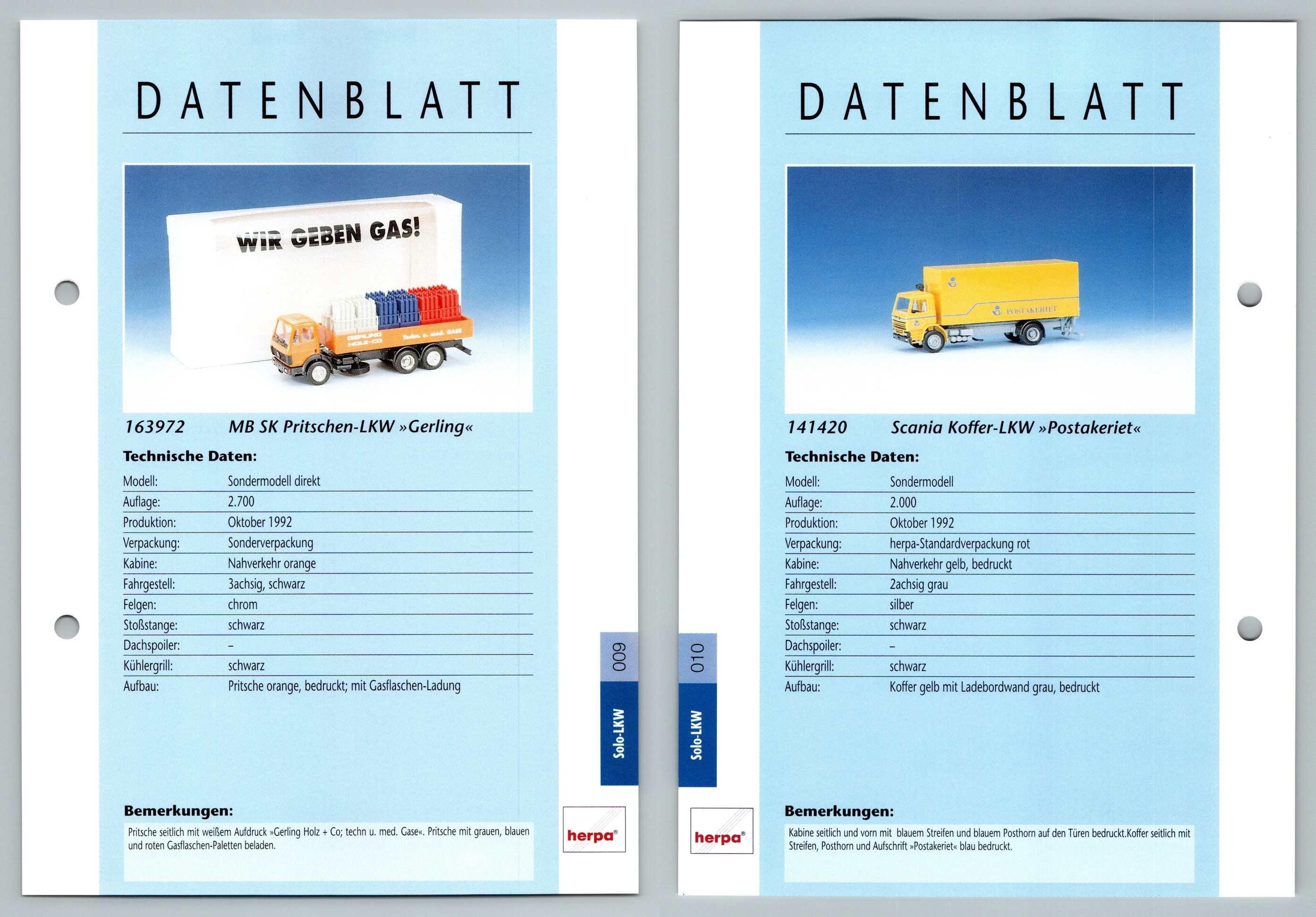 Mb Sk Pritschen Scania Koffer 9 10 Solo Lkw Datenblatt Herpa Data