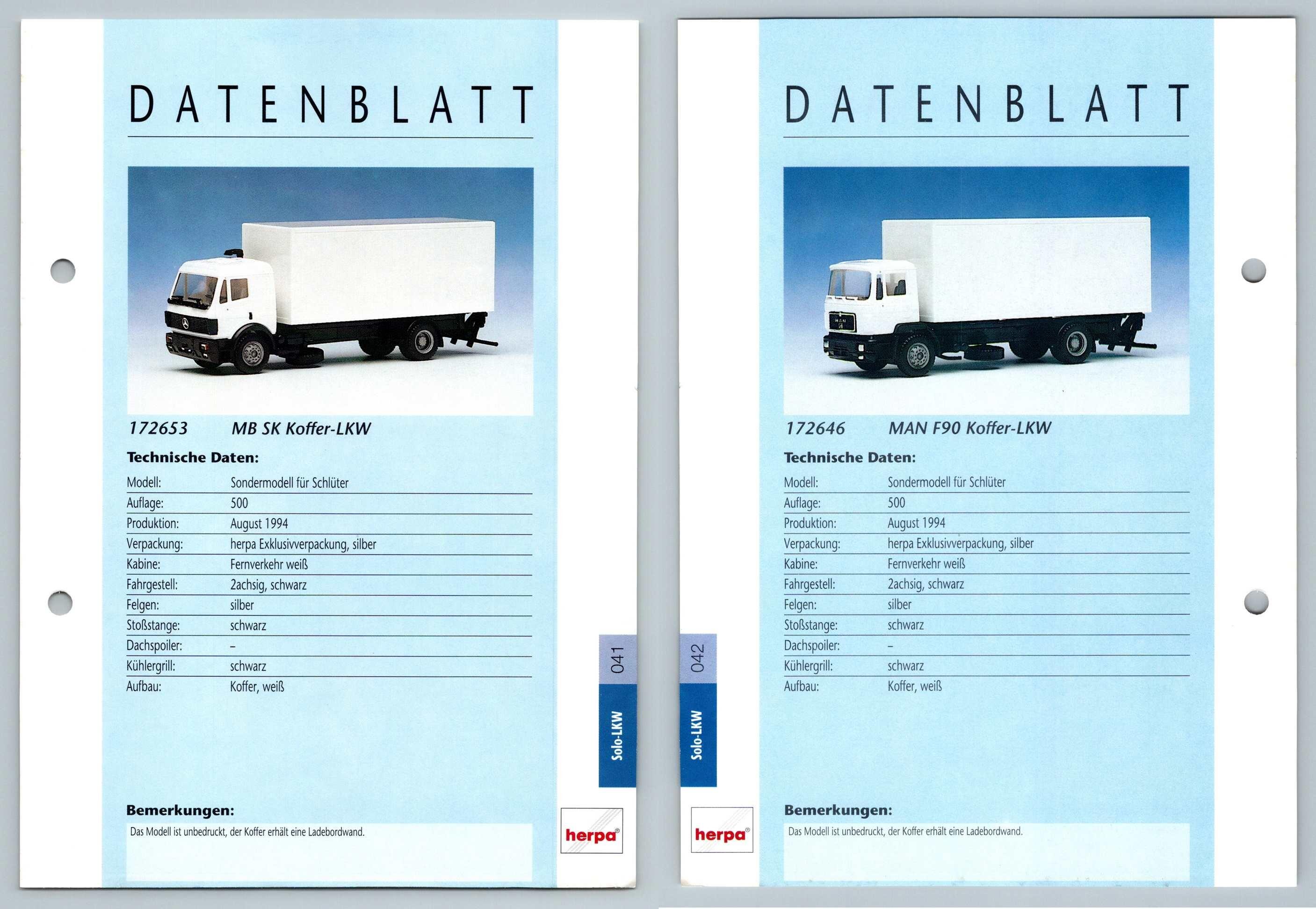 Mb Sk Koffer Lkw Man F90 Koffer 41 2 Solo Lkw Datenblatt Herpa