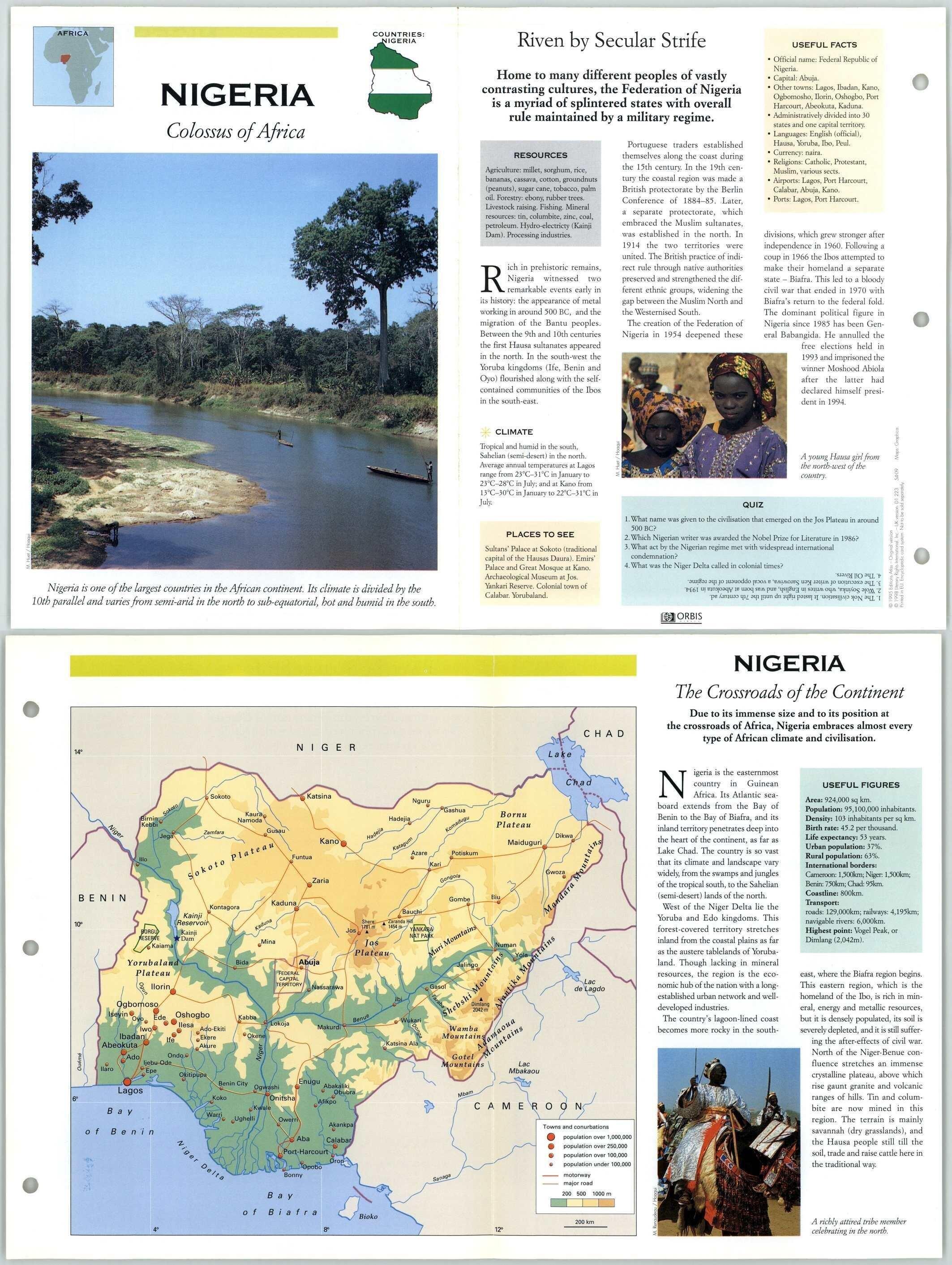 Nigeria - Africa - Atlas Of The World - Fact File Fold-Out Page