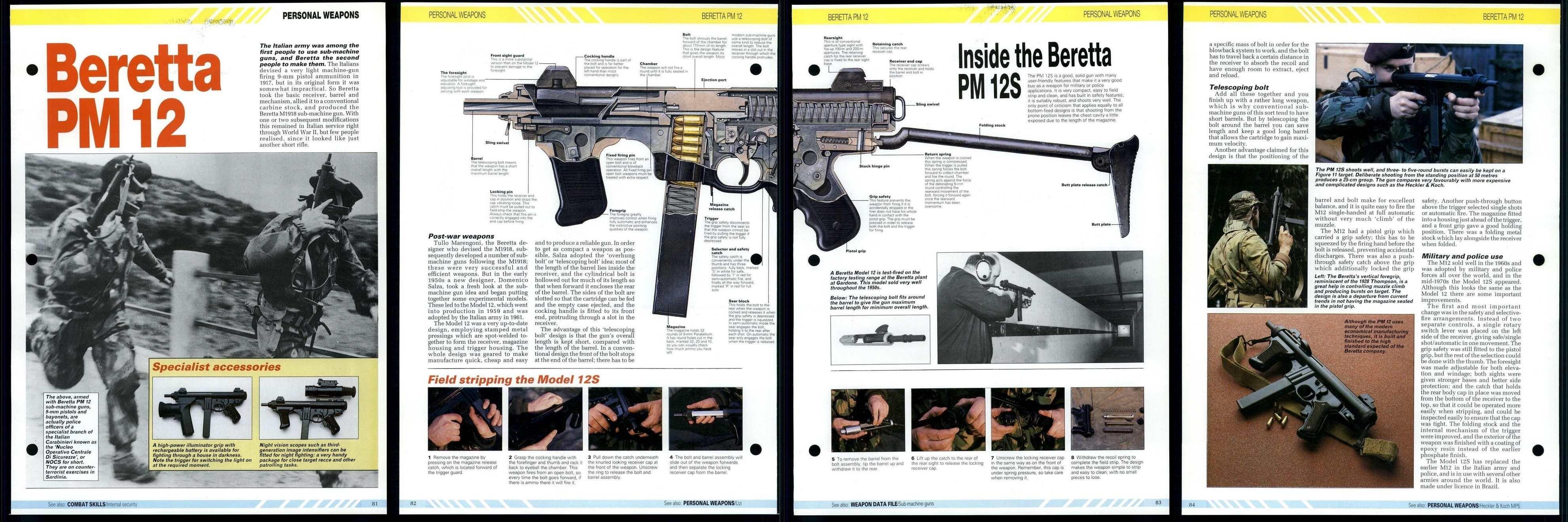 Beretta PM 12 - Personal Weapons - In Combat Fact File 2 Pages