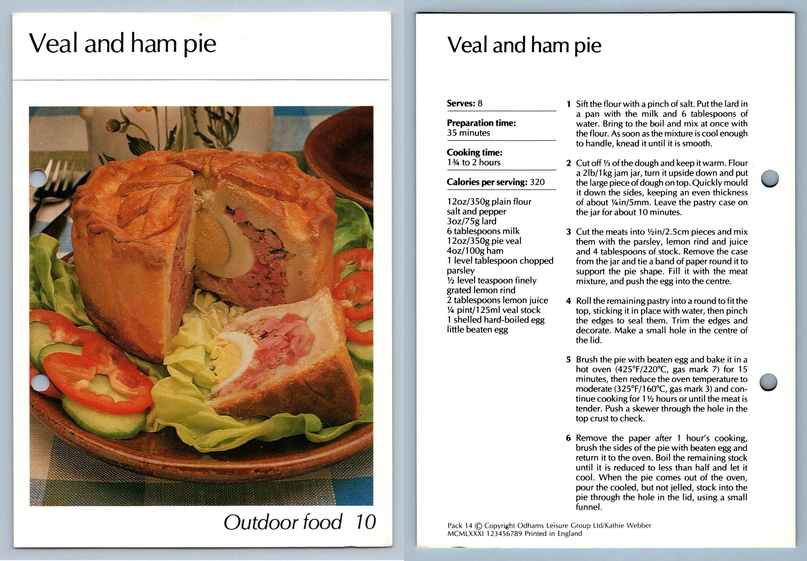 Veal And Ham Pie 10 Outdoor Food Hamlyn AllColour Cookery Card