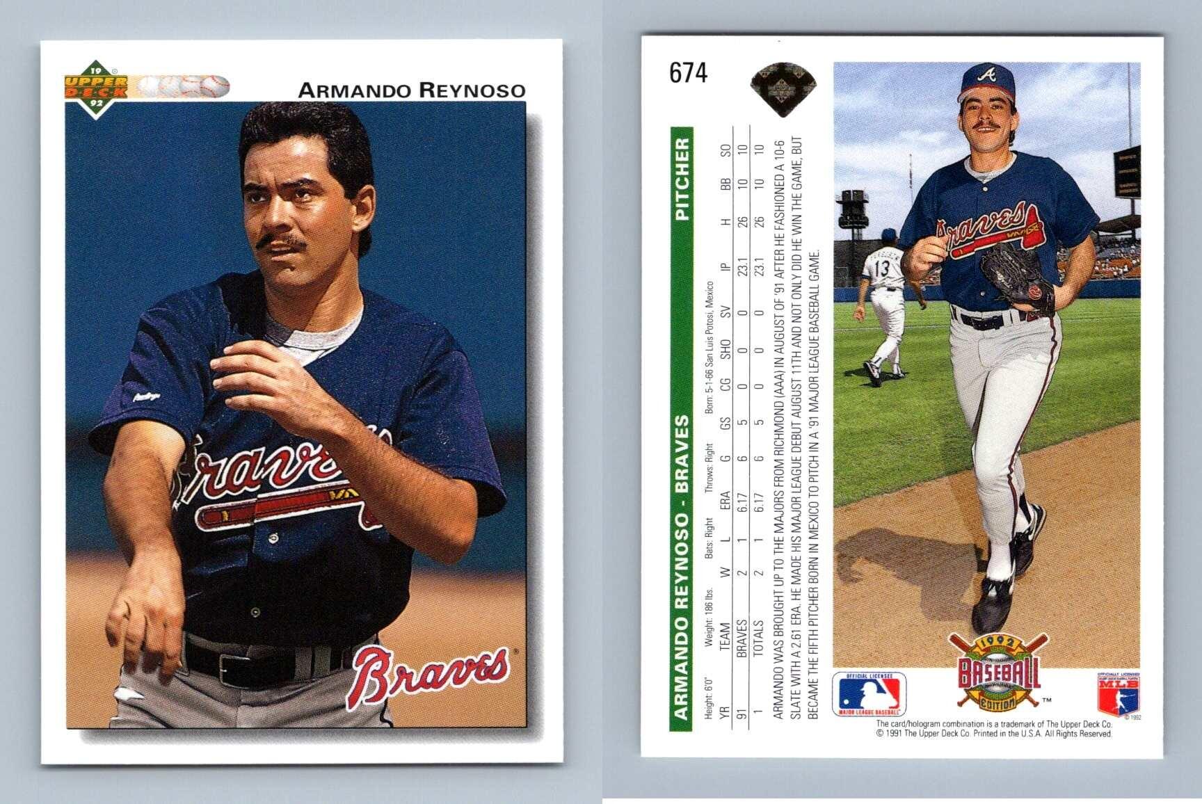 Armando Reynoso - Braves #674 Baseball 1992 Upper Deck Trading Card - Picture 2 of 2