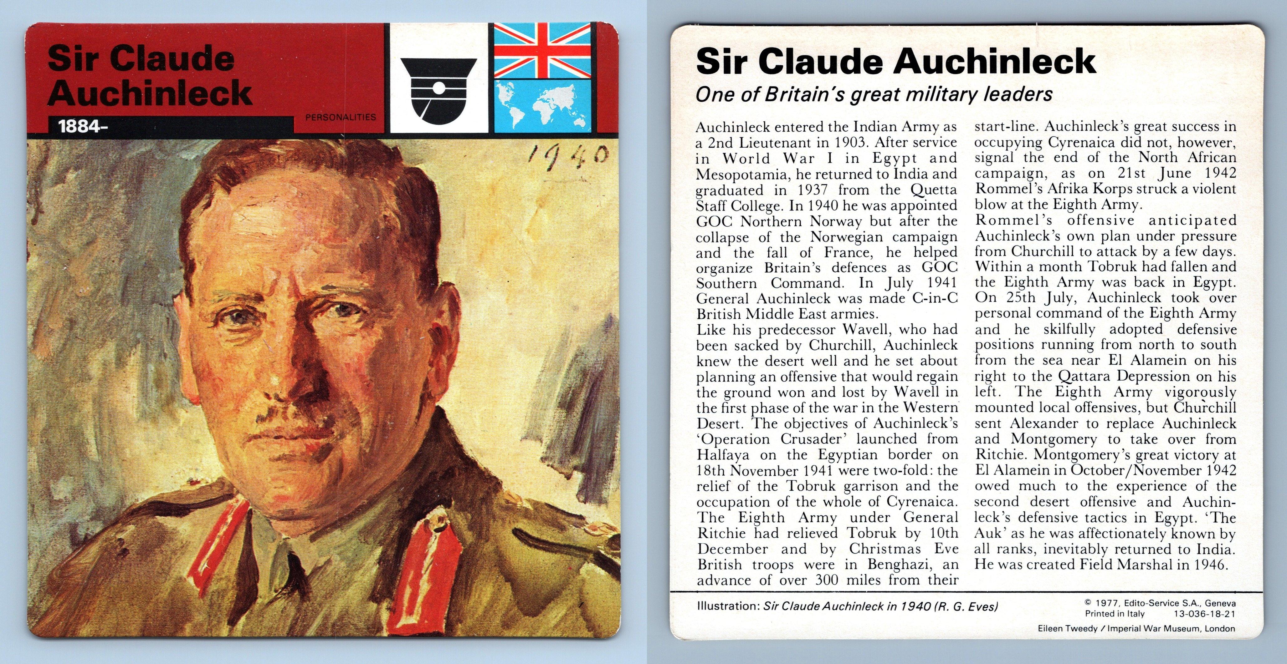 Sir Claude Auchinleck 1884 Personalities WW2 EditoService SA