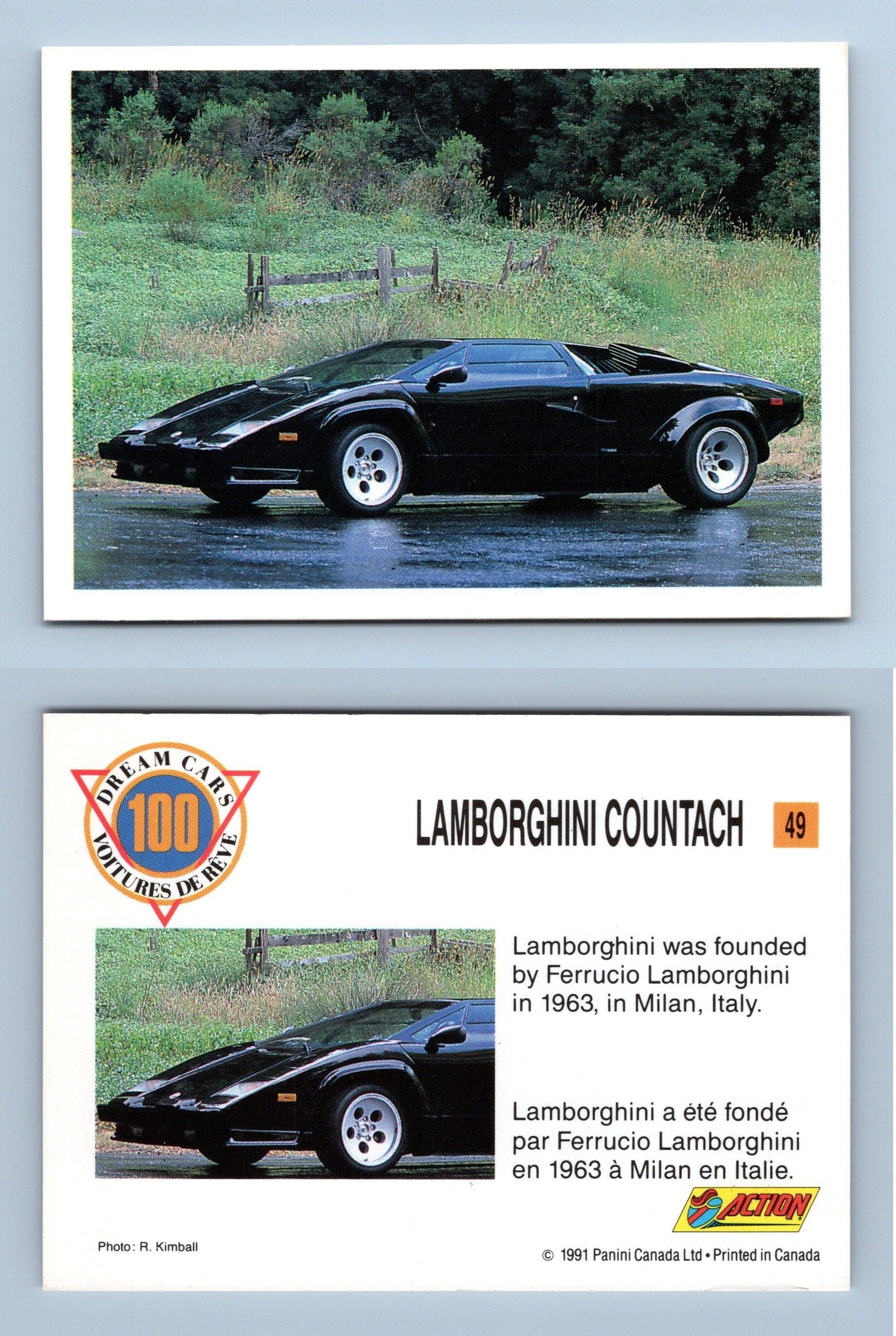 Lamborghini Countach #49 - Dream Cars 1991 Panini Trading Card