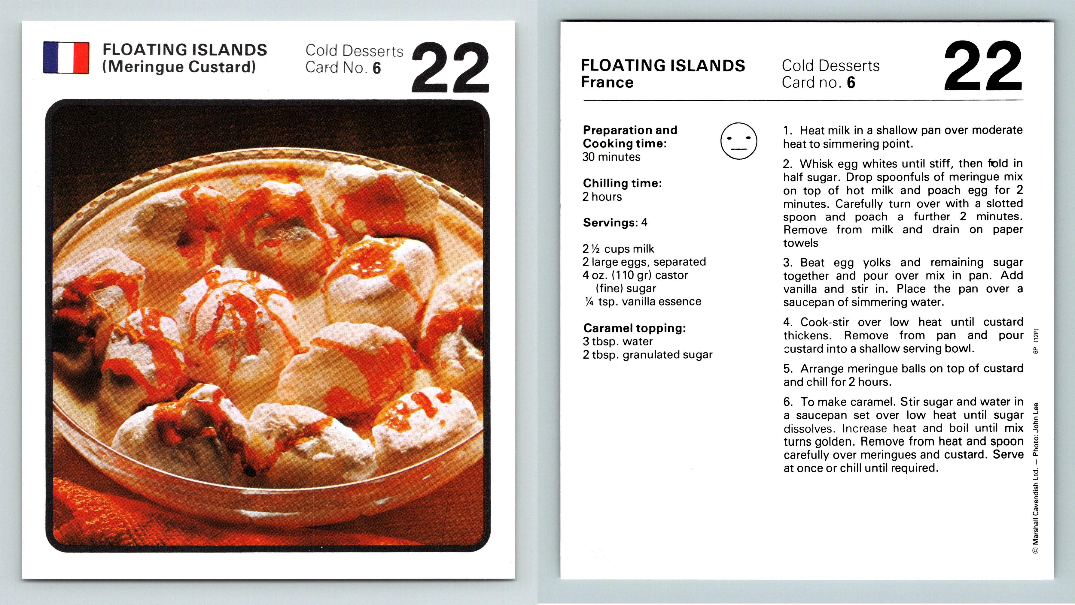 Floating Islands 6 Cold Desserts Marshall Cavendish Int. 1970's Recipe