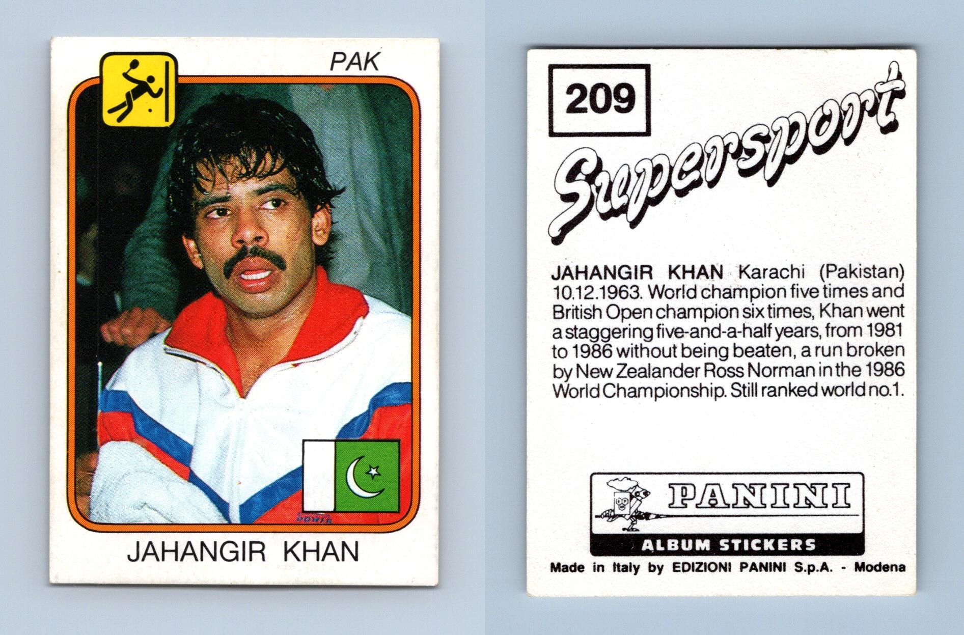 Jahangir Khan #209 Supersport 1987-88 Panini Sticker - Picture 1 of 1