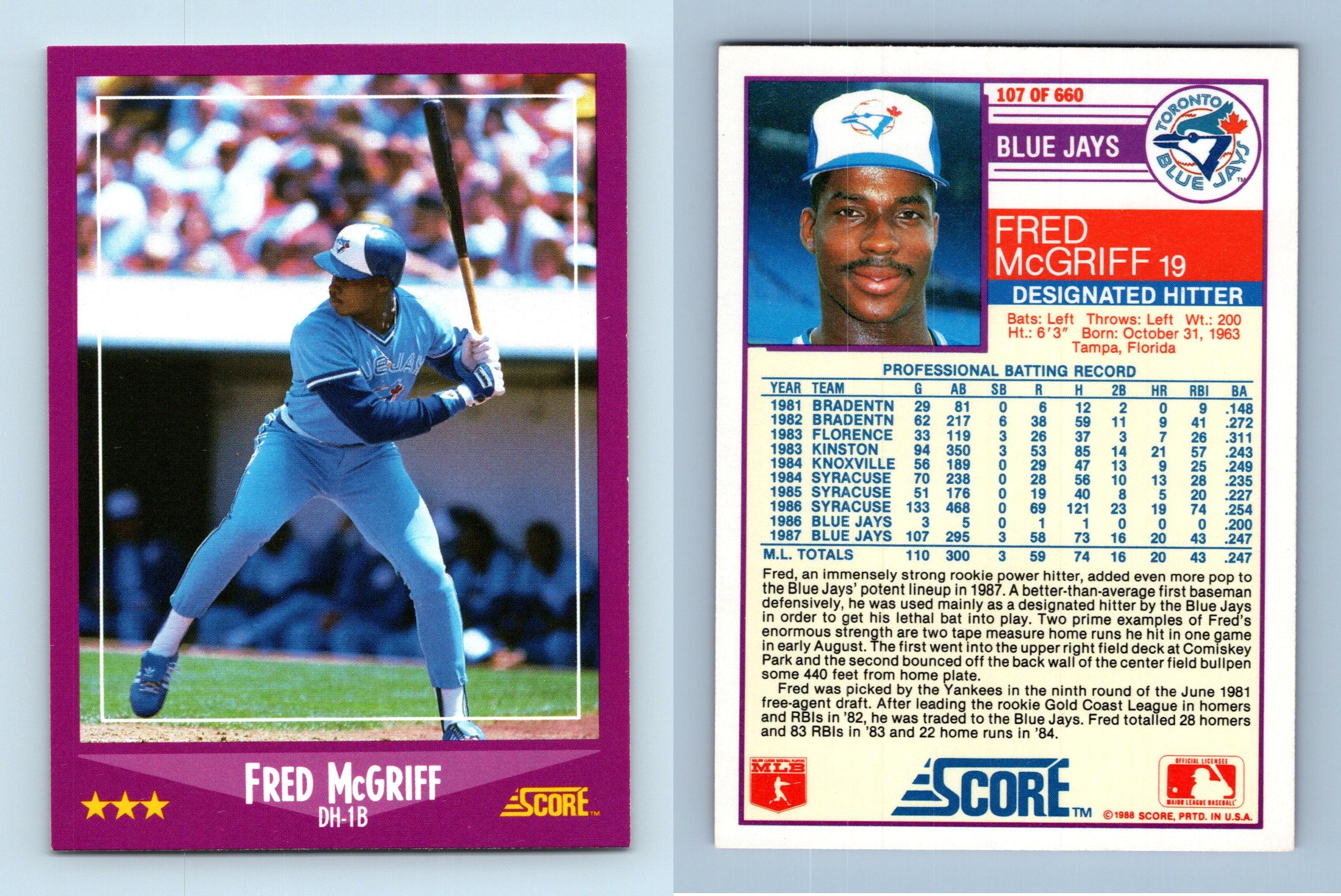 1988 Blue Jays Fire Safety - Fred McGriff #19 / #21 (First…