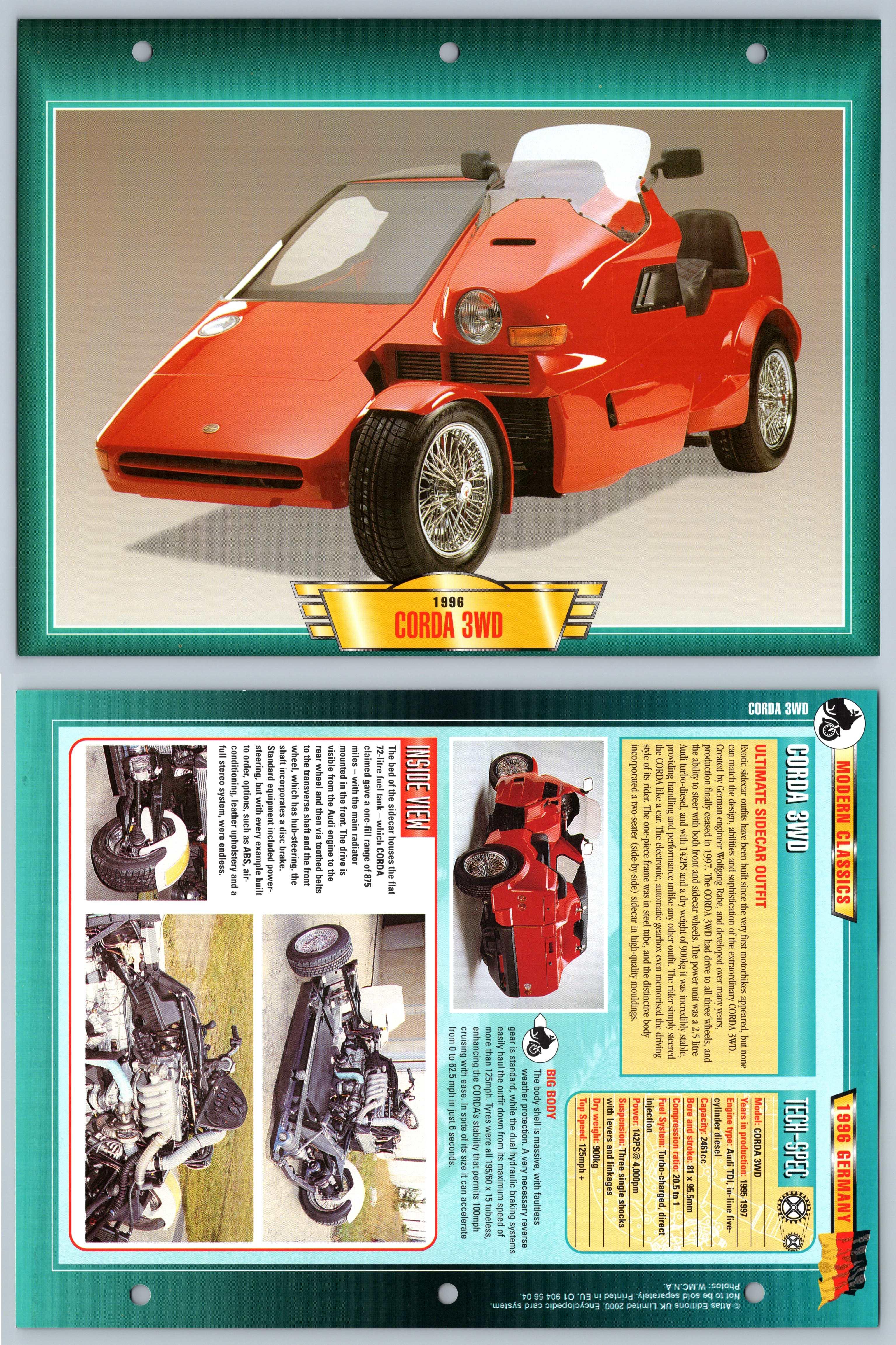 Corda 3WD - 1996 - Modern Classics - Atlas Motorbike Fact File Card