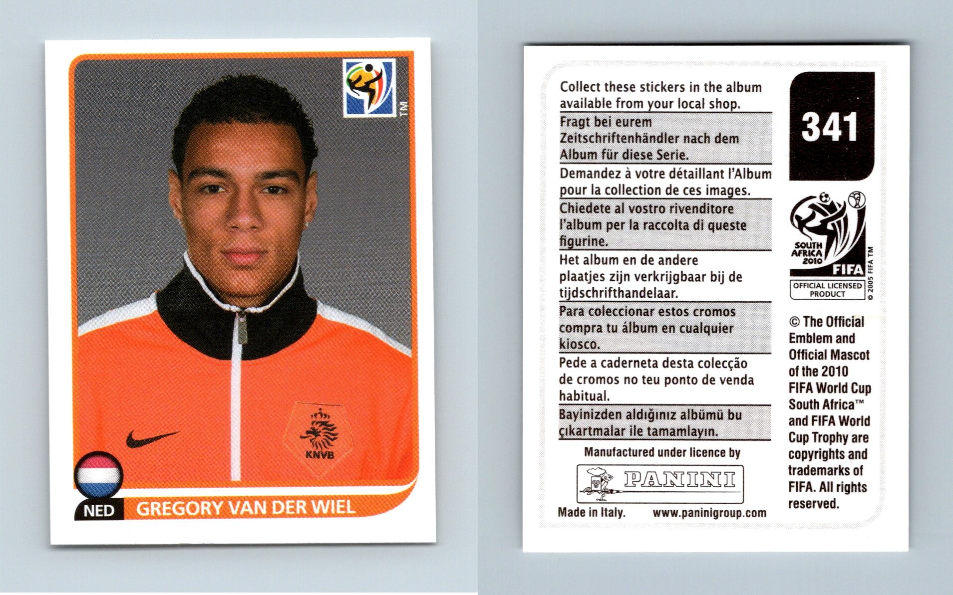 Gregory Van Der Wiel #341 South Africa 2010 Fifa World Cup Panini