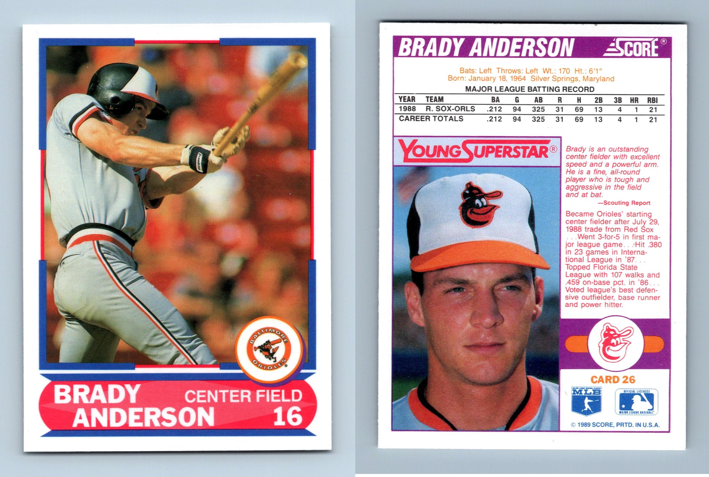 Brady Anderson - Orioles #26 Score 1989 Young Superstars I