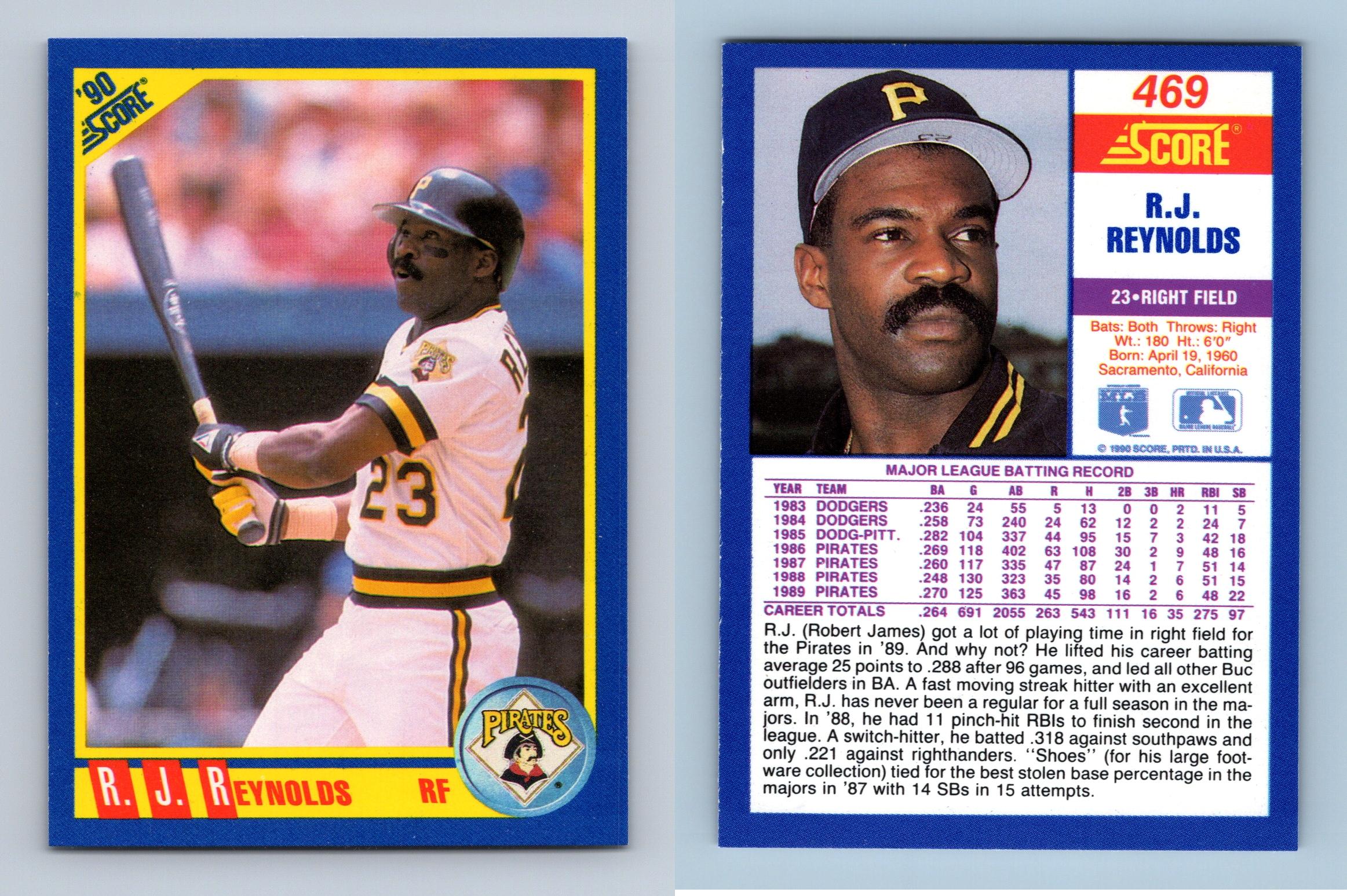 469 R.J. Reynolds - Pittsburgh Pirates - 1990 Score Baseball