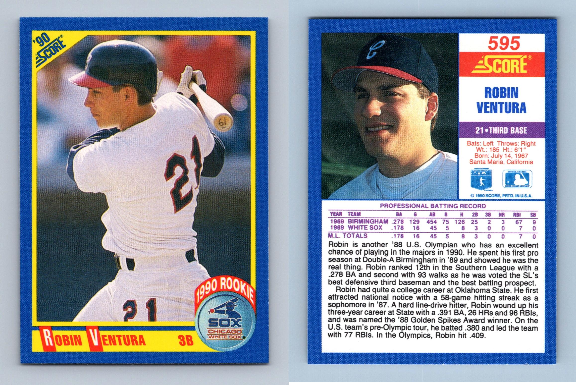 Robin Ventura autographed baseball card (Chicago White Sox) 1990 Score #595