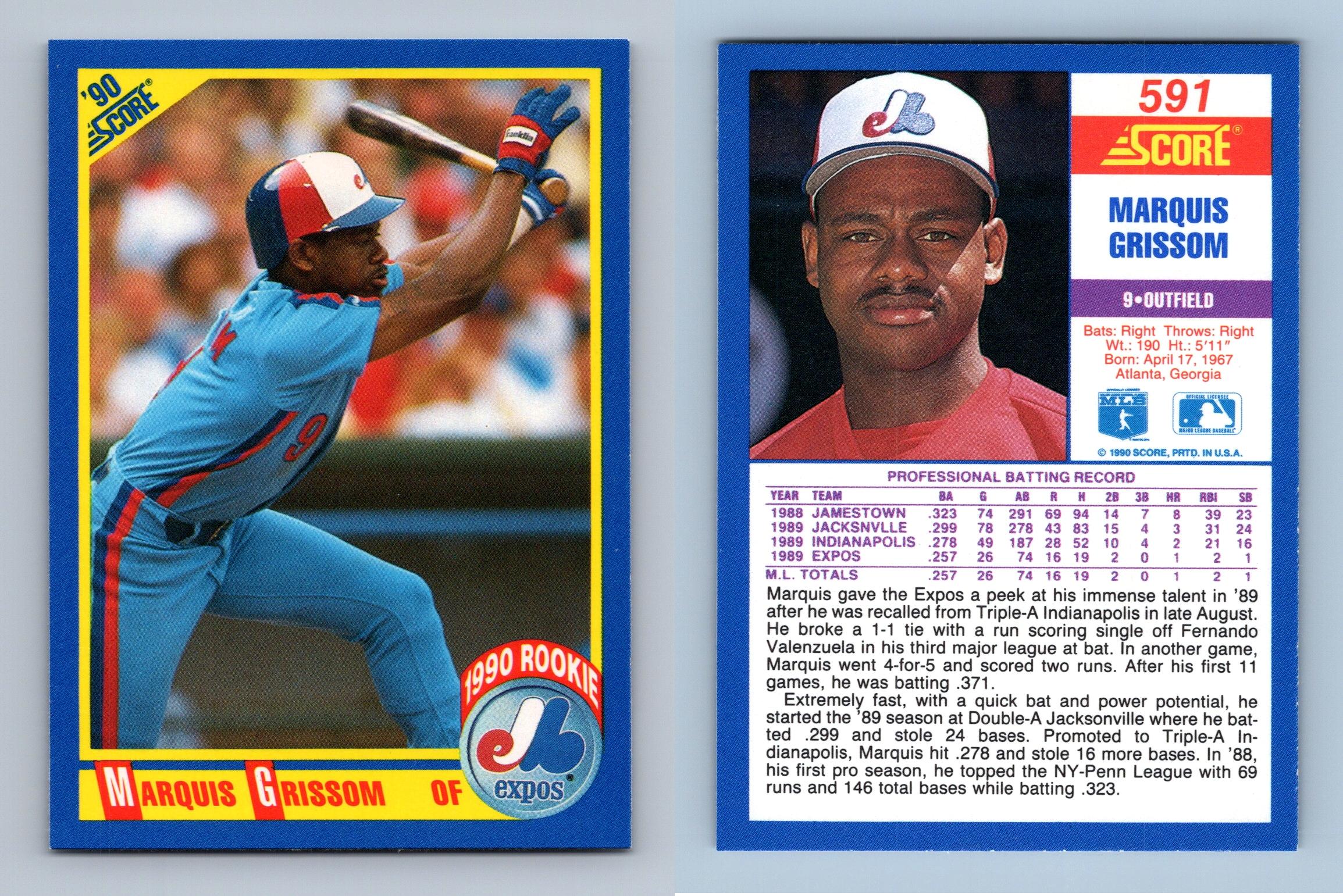 Marquis Grissom - Expos #591 Score 1990 Baseball RC Trading Card