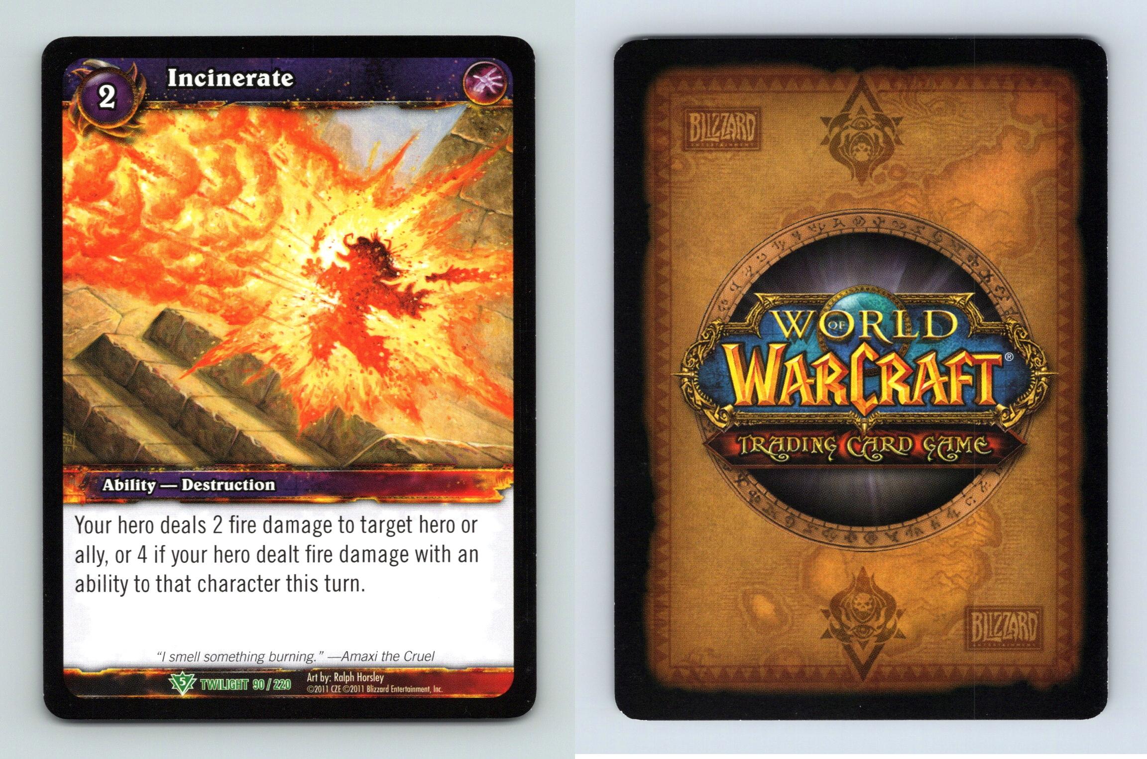 Incinerate #90/220 - Twilight Of The Dragons Uncommon Warcraft 2011 TCG Card