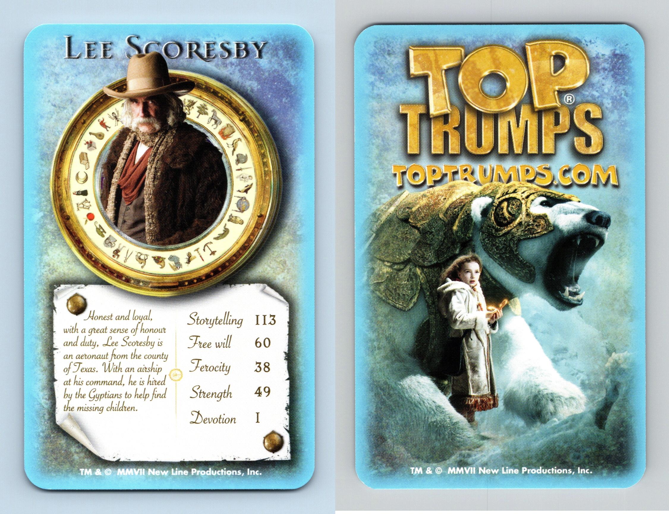Lee Scoresby - The Golden Compass 2007 Top Trumps Specials Card - Foto 1 di 1