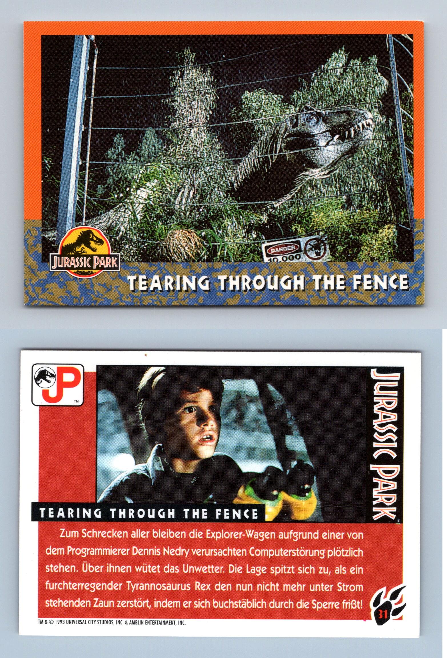 Tearing Through The Fence 31 Jurassic Park 1993 Topps German Trading Card 6172