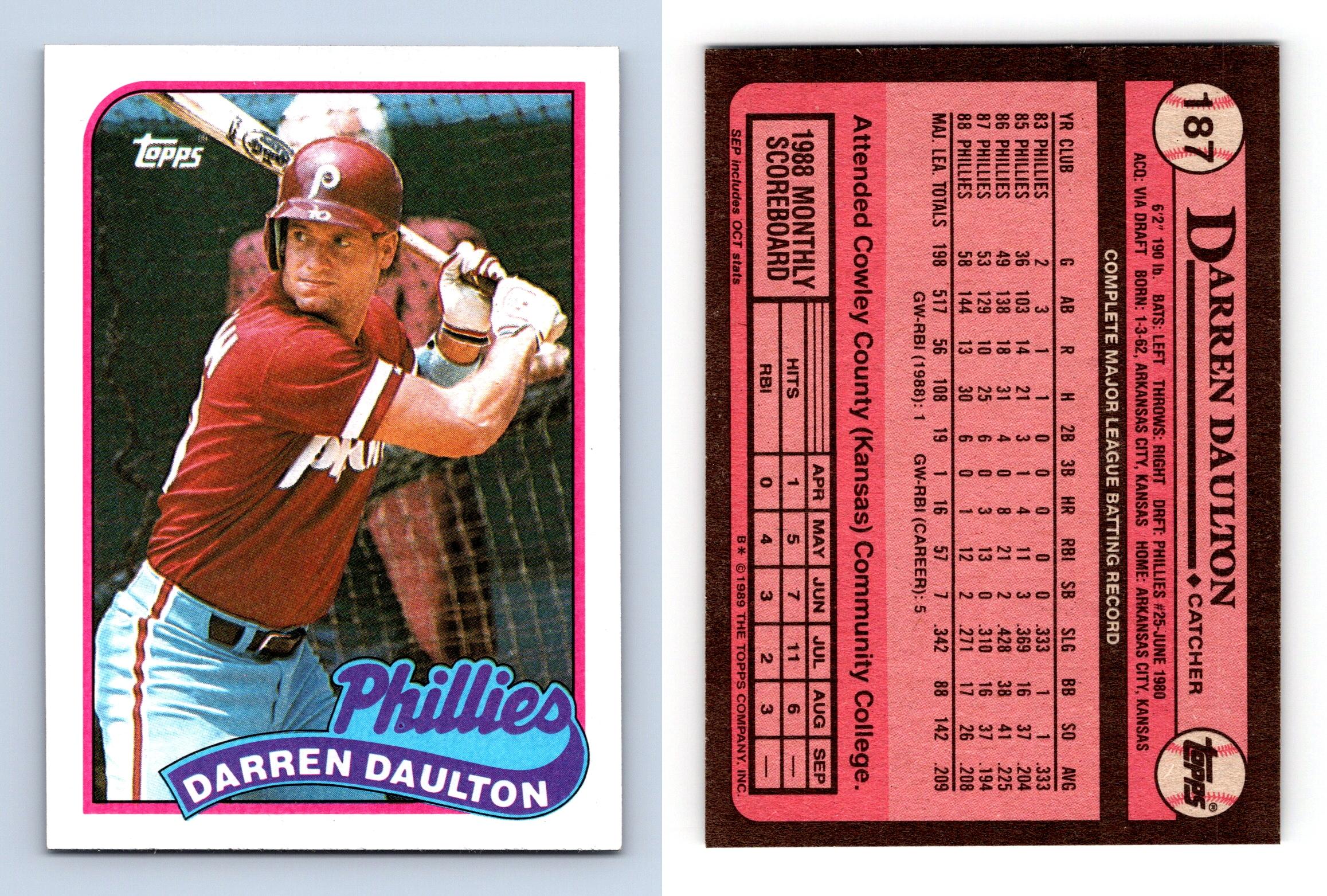 Darren Daulton - Phillies #187 Topps 1989 Baseball Trading Card