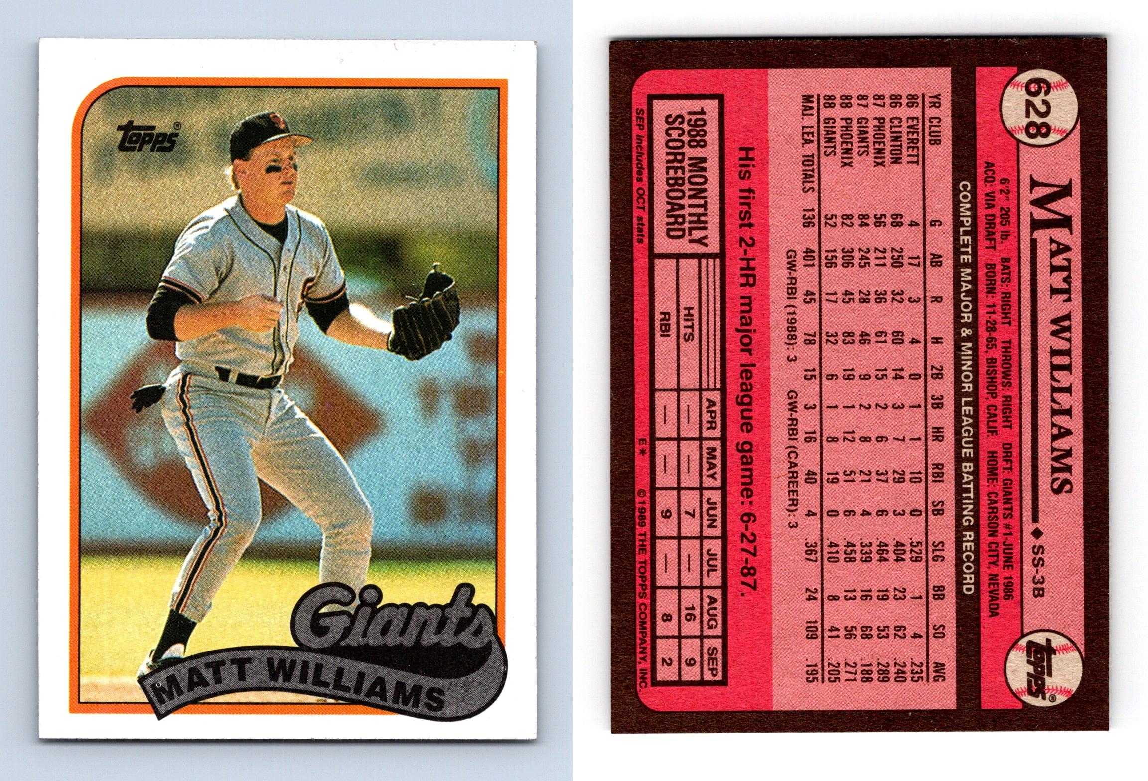 Matt Williams - Giants #628 Topps 1989 Baseball Trading Card