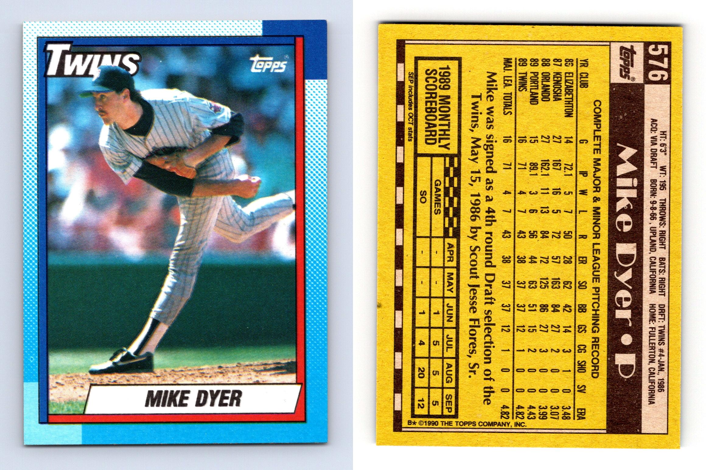 Mike Dyer 576 Topps 1990 Baseball RC Trading Card