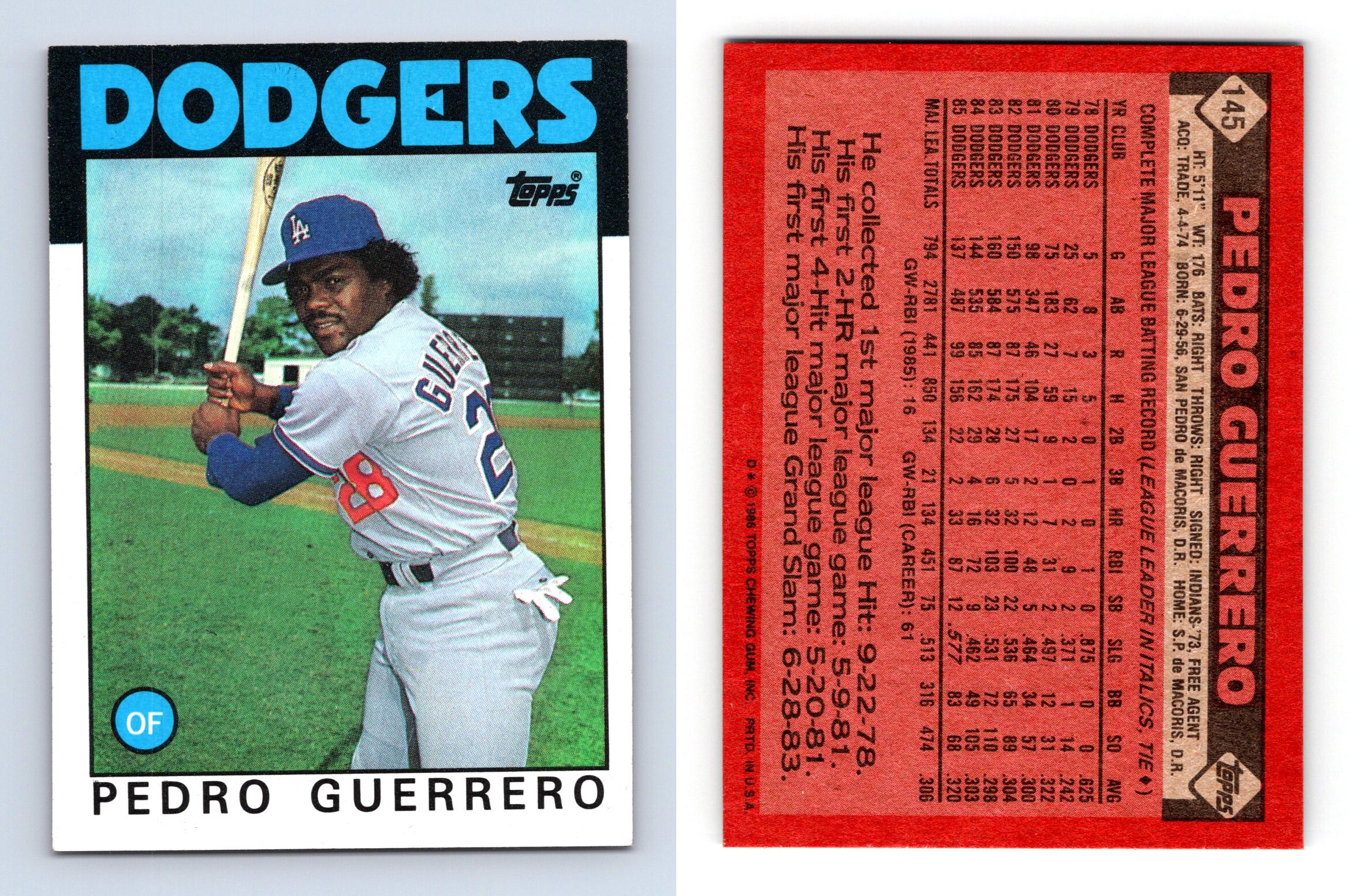 Pedro Guerrero - Dodgers #145 Topps 1986 Baseball Trading Card