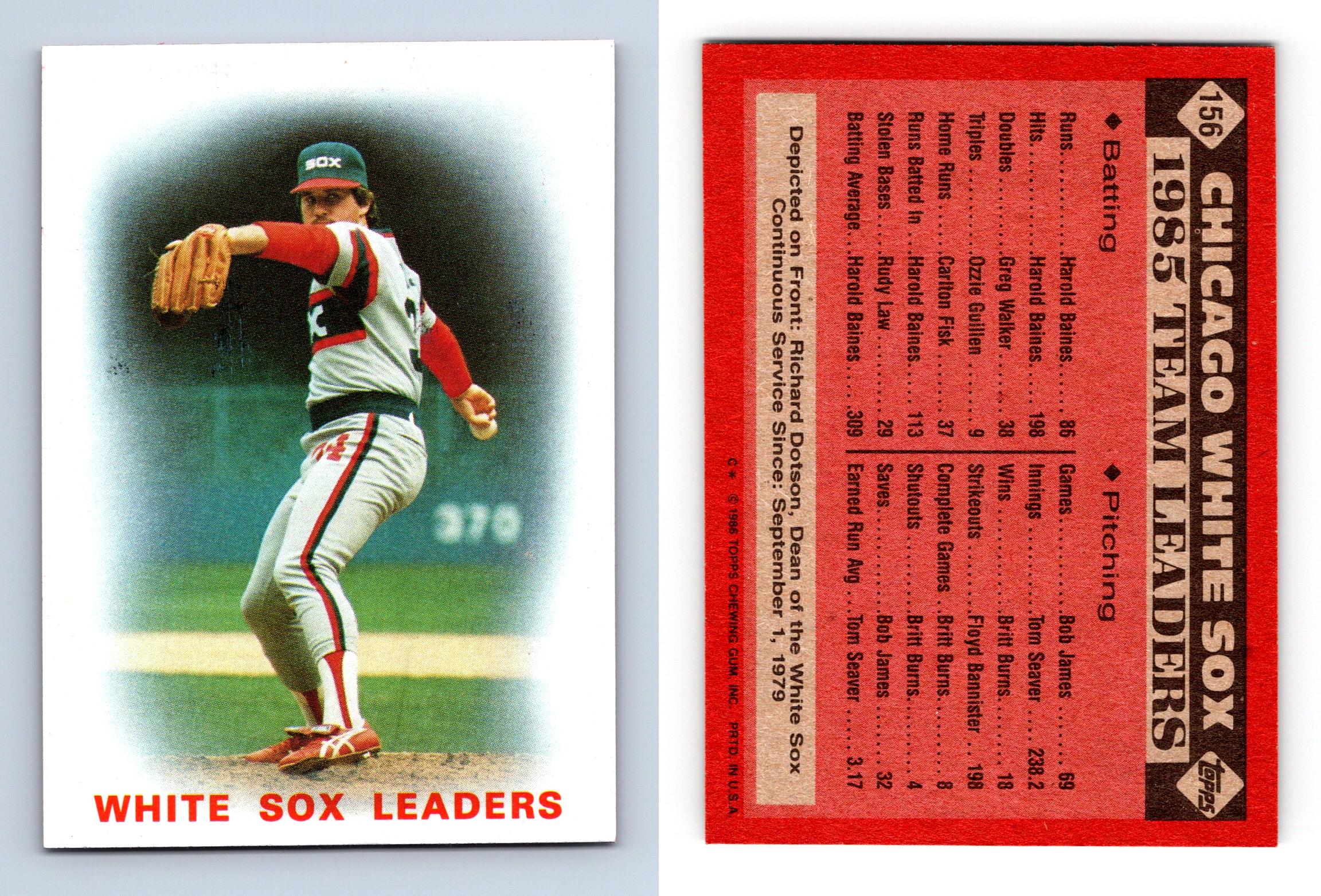 White Sox Leaders #156 Topps 1986 Baseball Trading Card