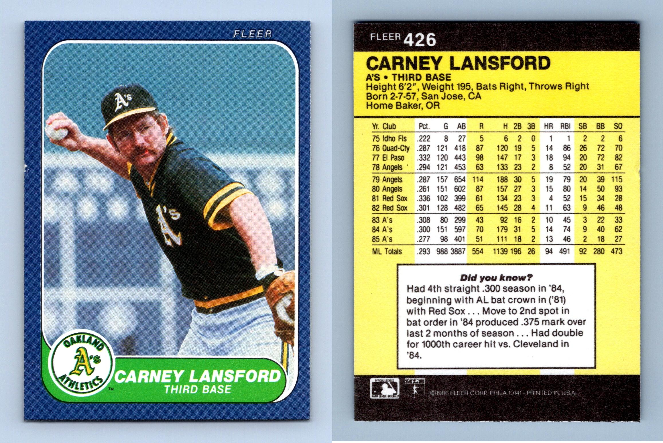 Carney Lansford Baseball Trading Cards