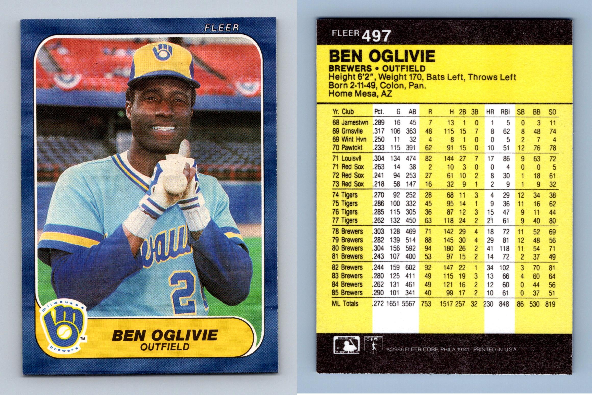 Ben Oglivie - Brewers #497 Fleer 1986 Baseball Trading Card