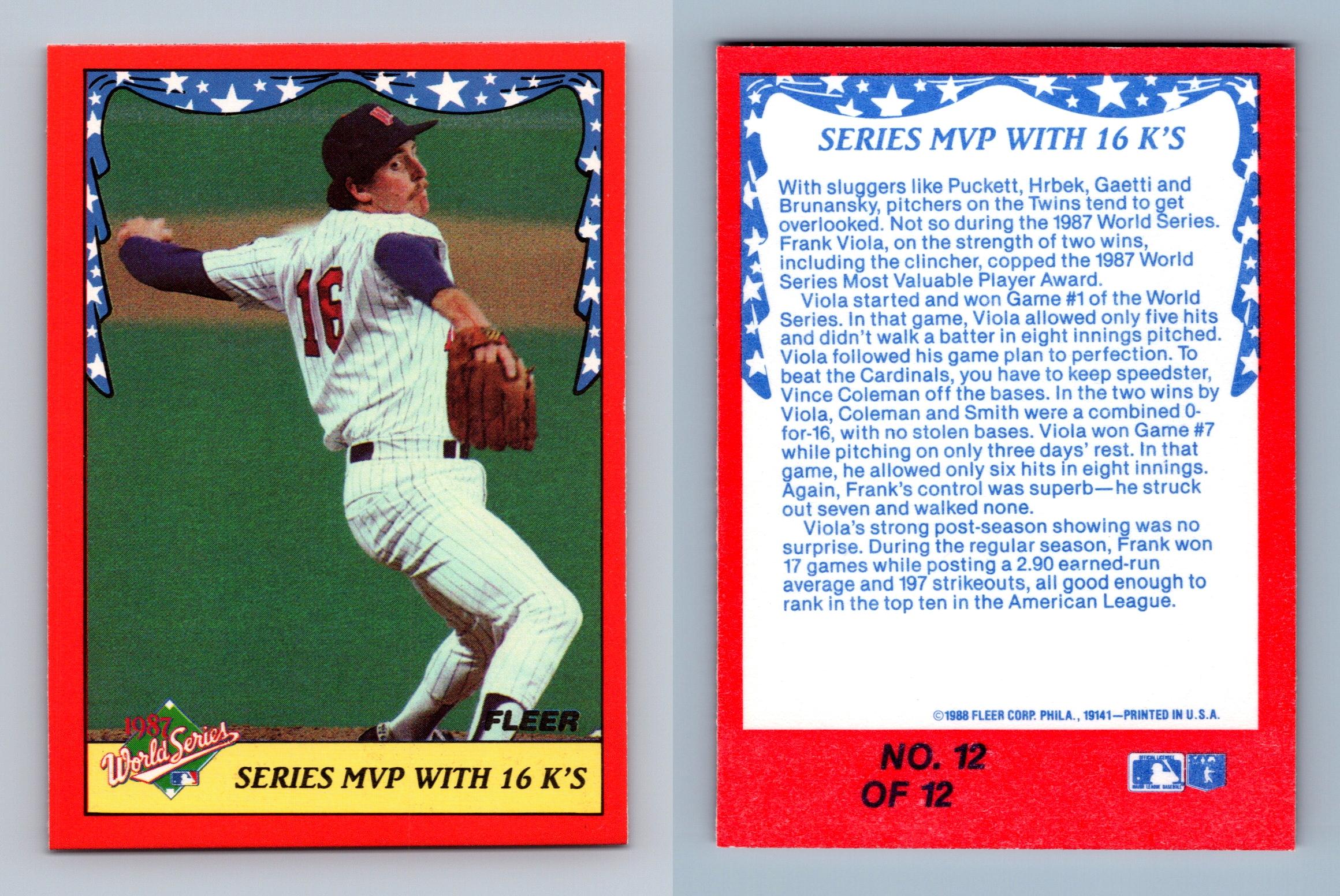 Series MVP With 16 K's #12 Fleer 1988 Baseball 1987 World Series Card