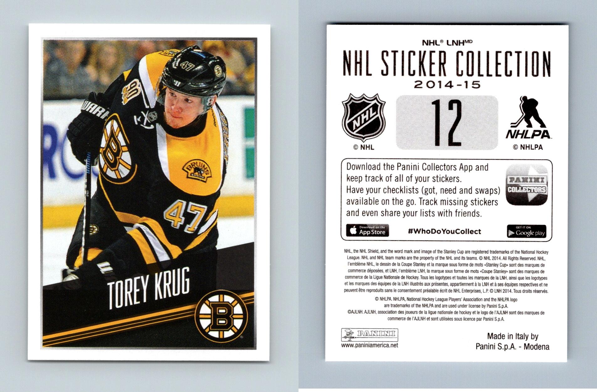 Torey Krug #12 NHL Collection 2014-15 Panini Hockey Sticker