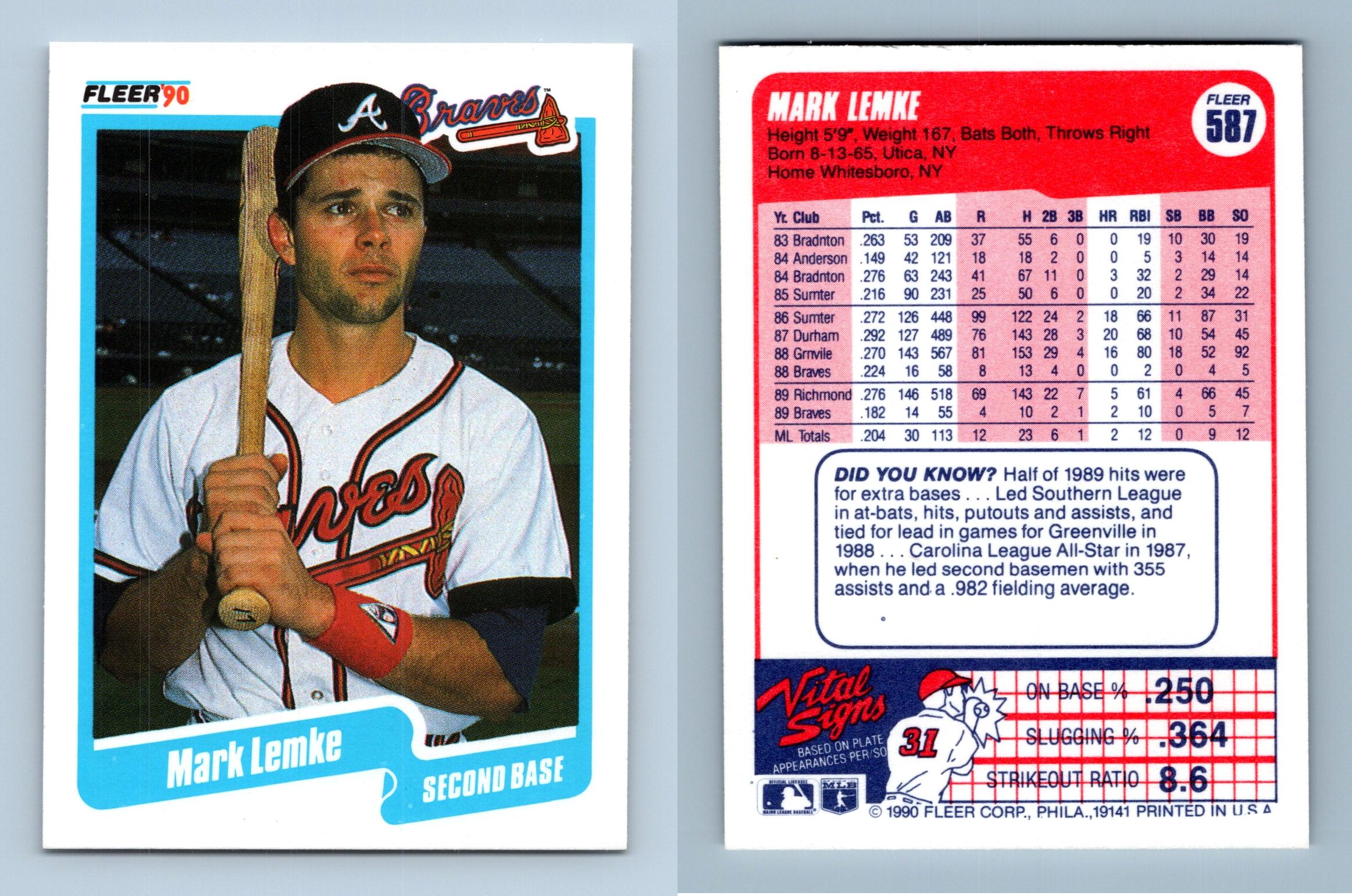 Mark Lemke - Braves #587 Fleer 1990 Baseball Trading Card